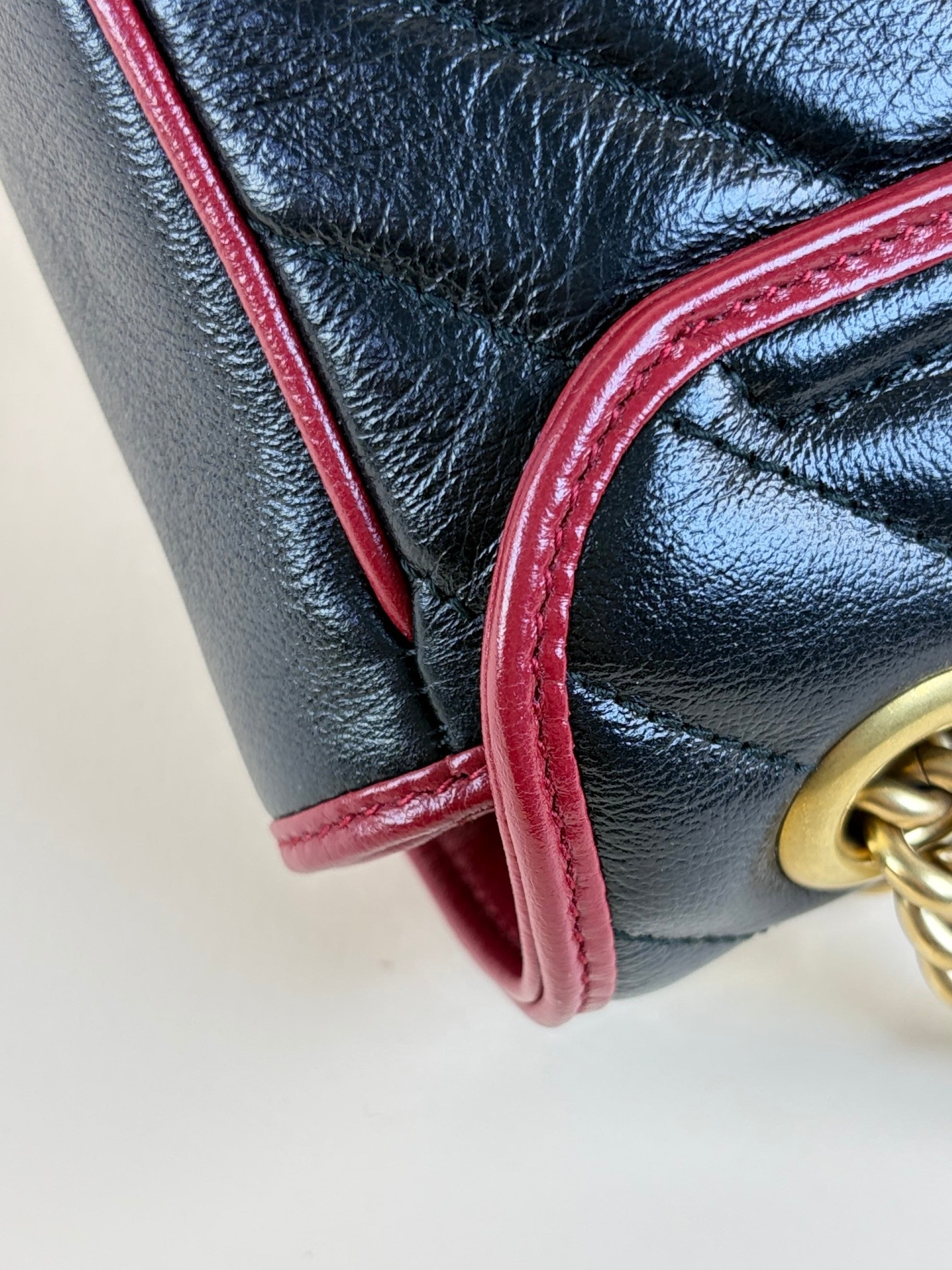 Gucci Black Matelasse Diagonal Small Torchon GG Marmont Shoulder Bag
