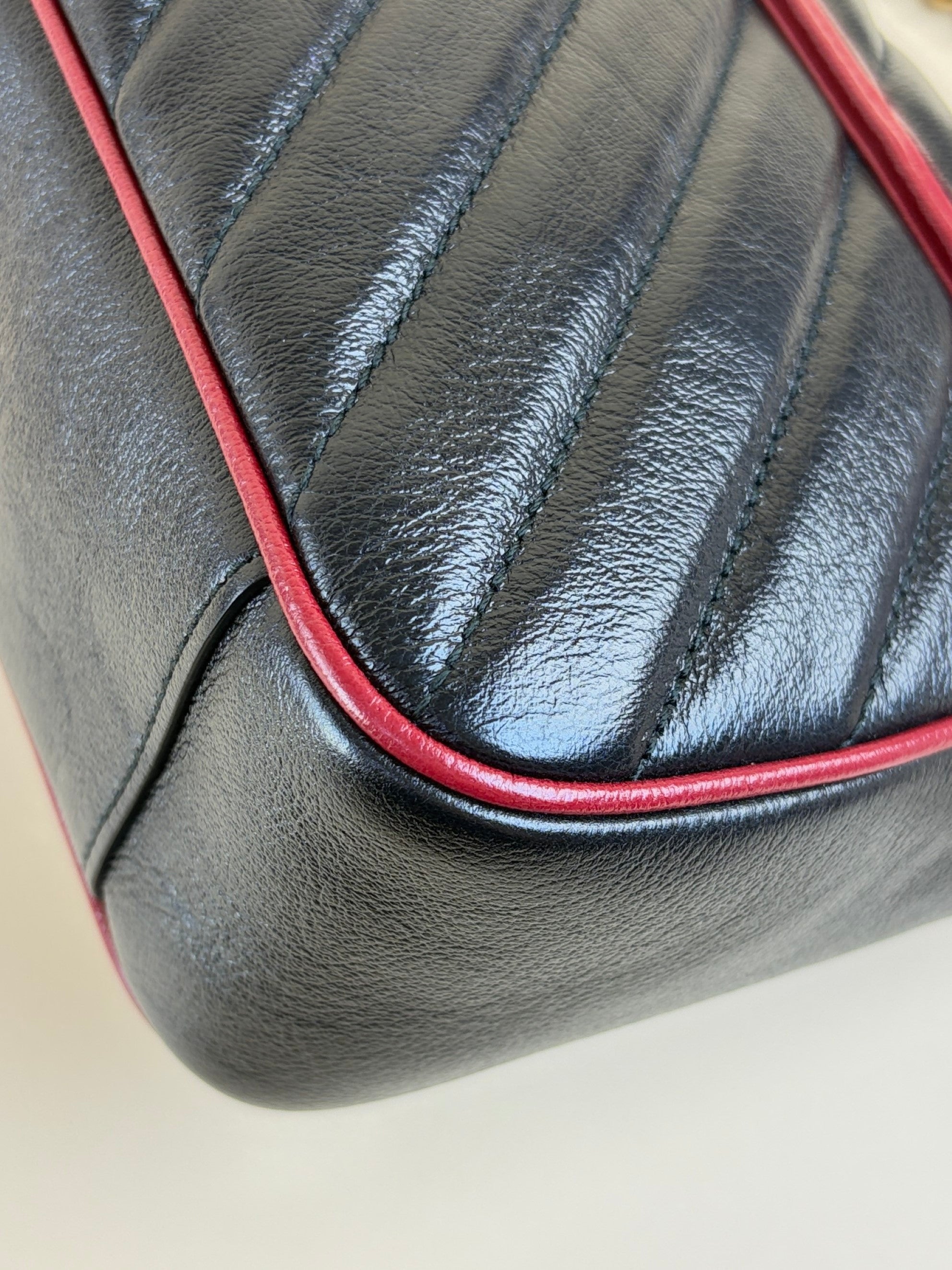 Gucci Black Matelasse Diagonal Small Torchon GG Marmont Shoulder Bag