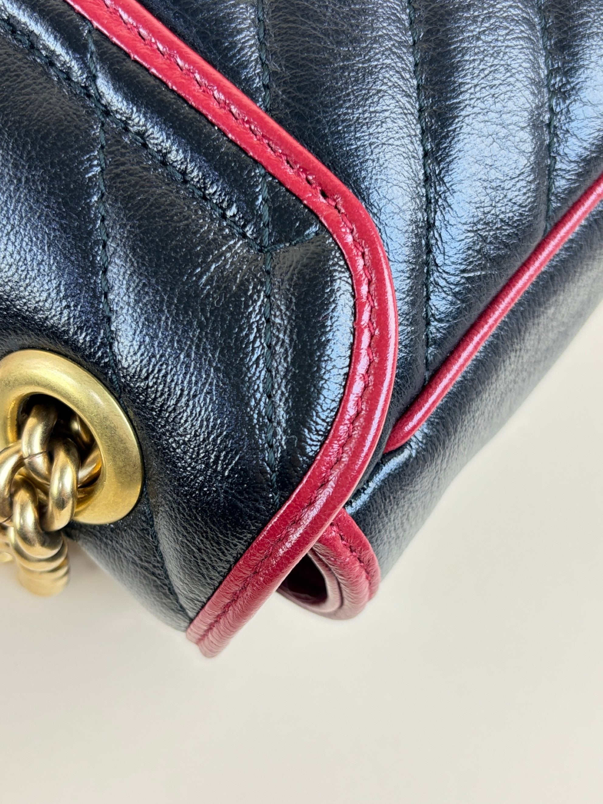 Gucci Black Matelasse Diagonal Small Torchon GG Marmont Shoulder Bag