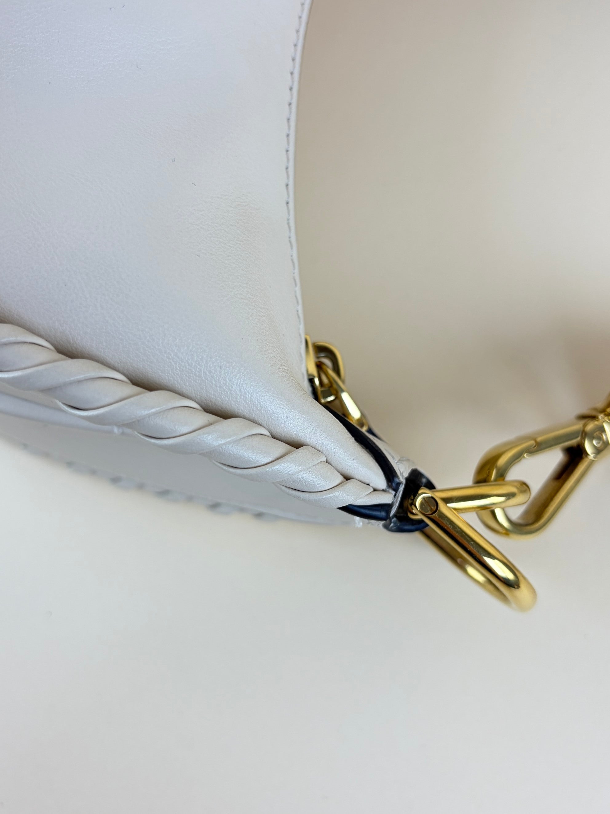 Fendi Beige Vitello Grace Matte Whipstitch Small Fendigraphy Hobo Bag