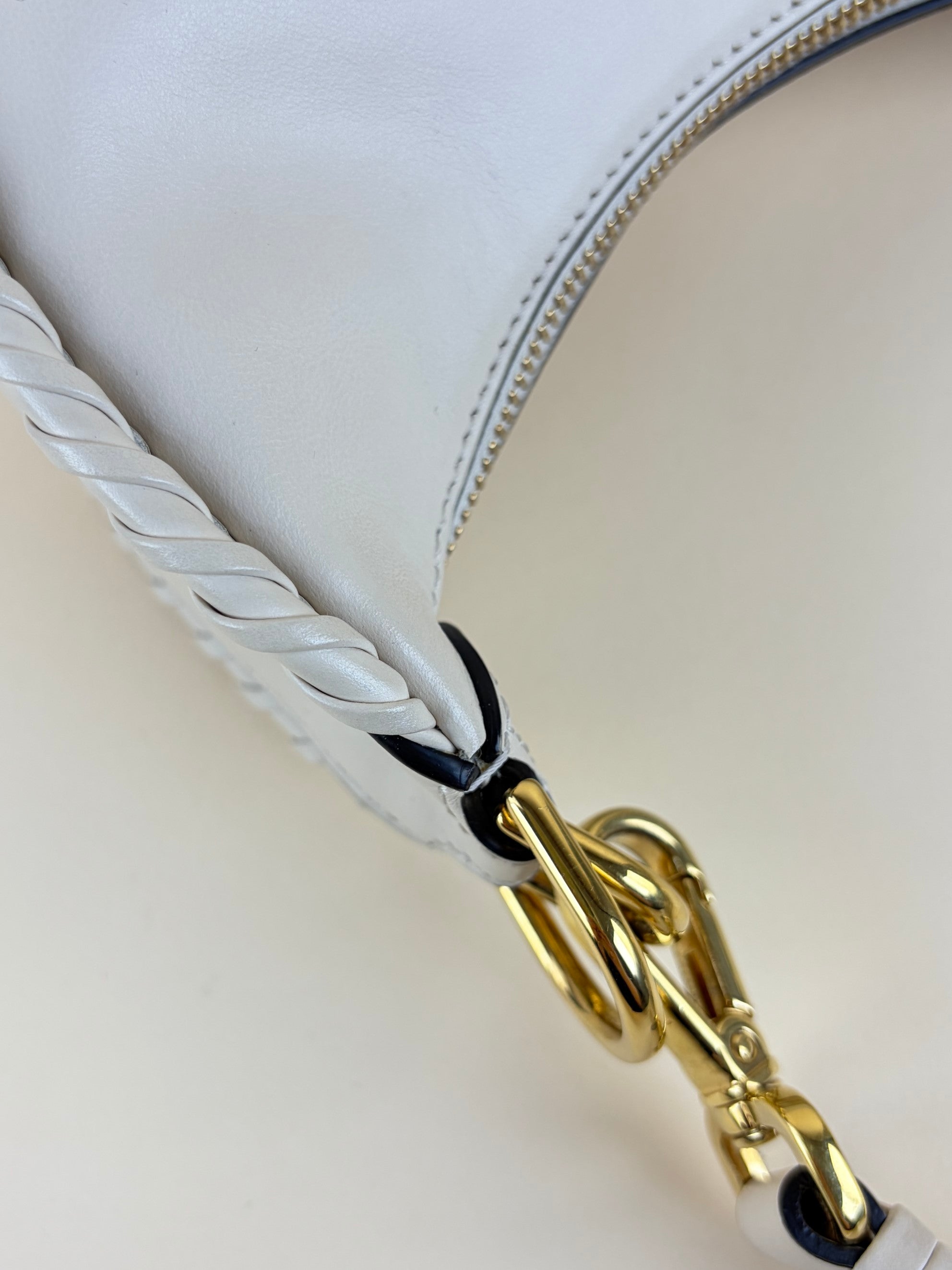 Fendi Beige Vitello Grace Matte Whipstitch Small Fendigraphy Hobo Bag