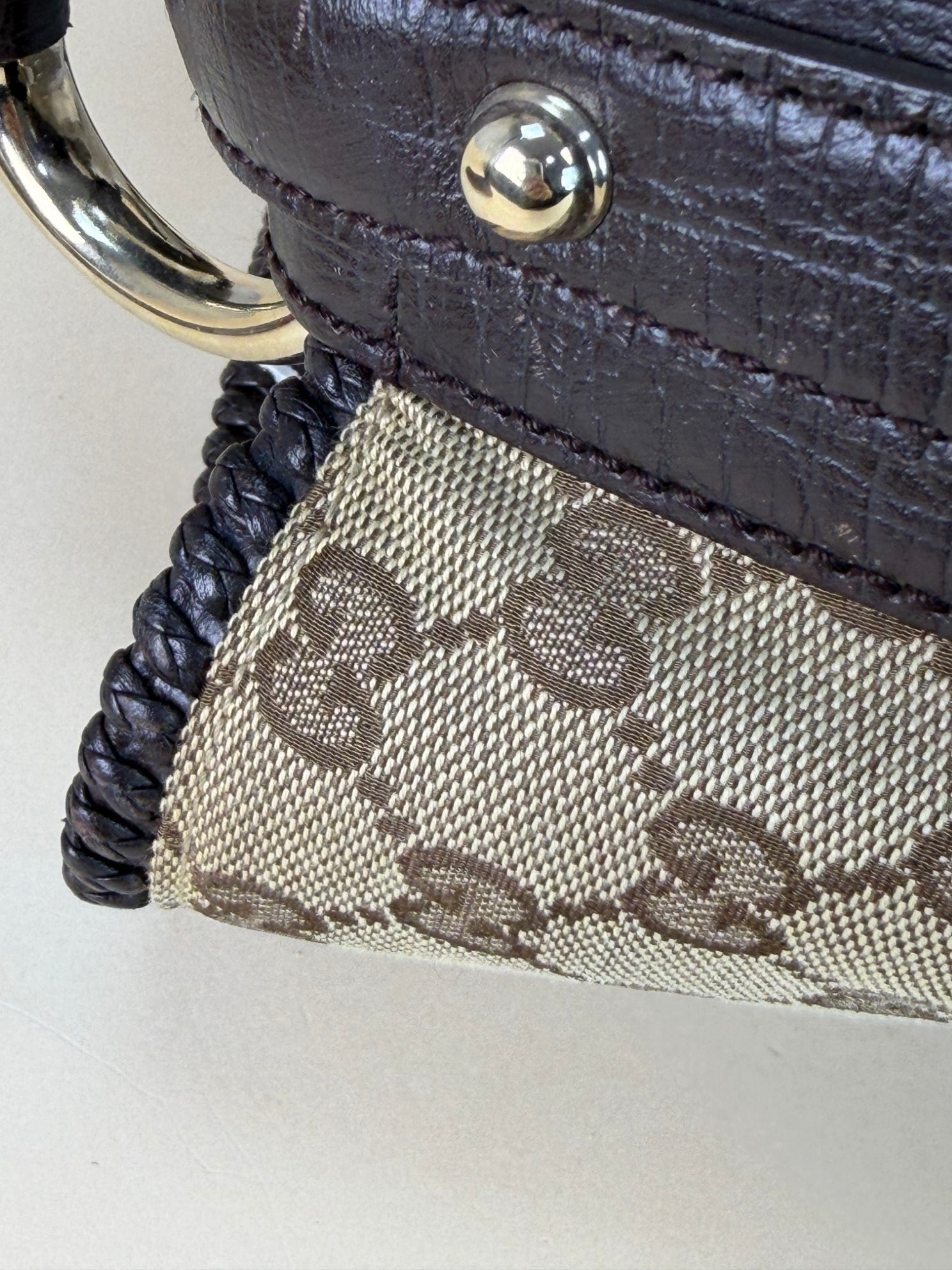 Gucci Ebony GG Monogram Large Horsebit Chain Hobo Bag