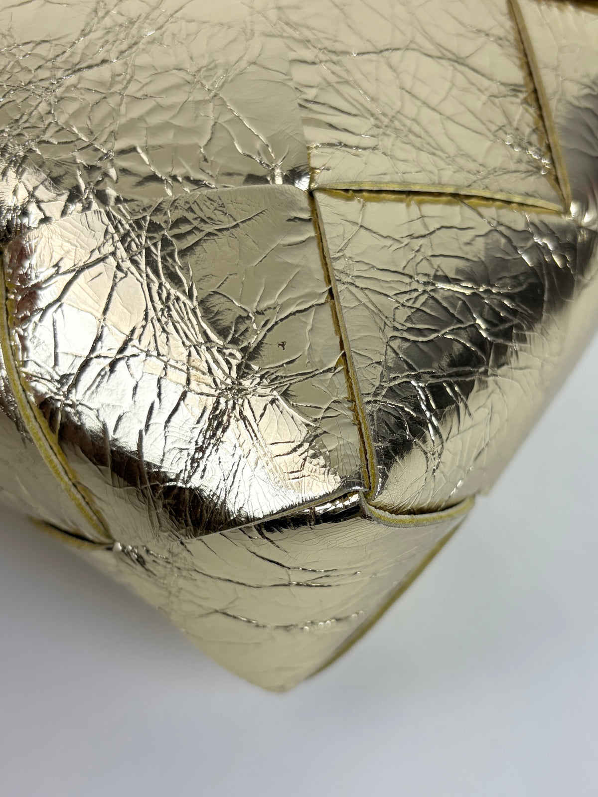 Bottega Veneta supermoon gold intreccio xassette mini camera bag