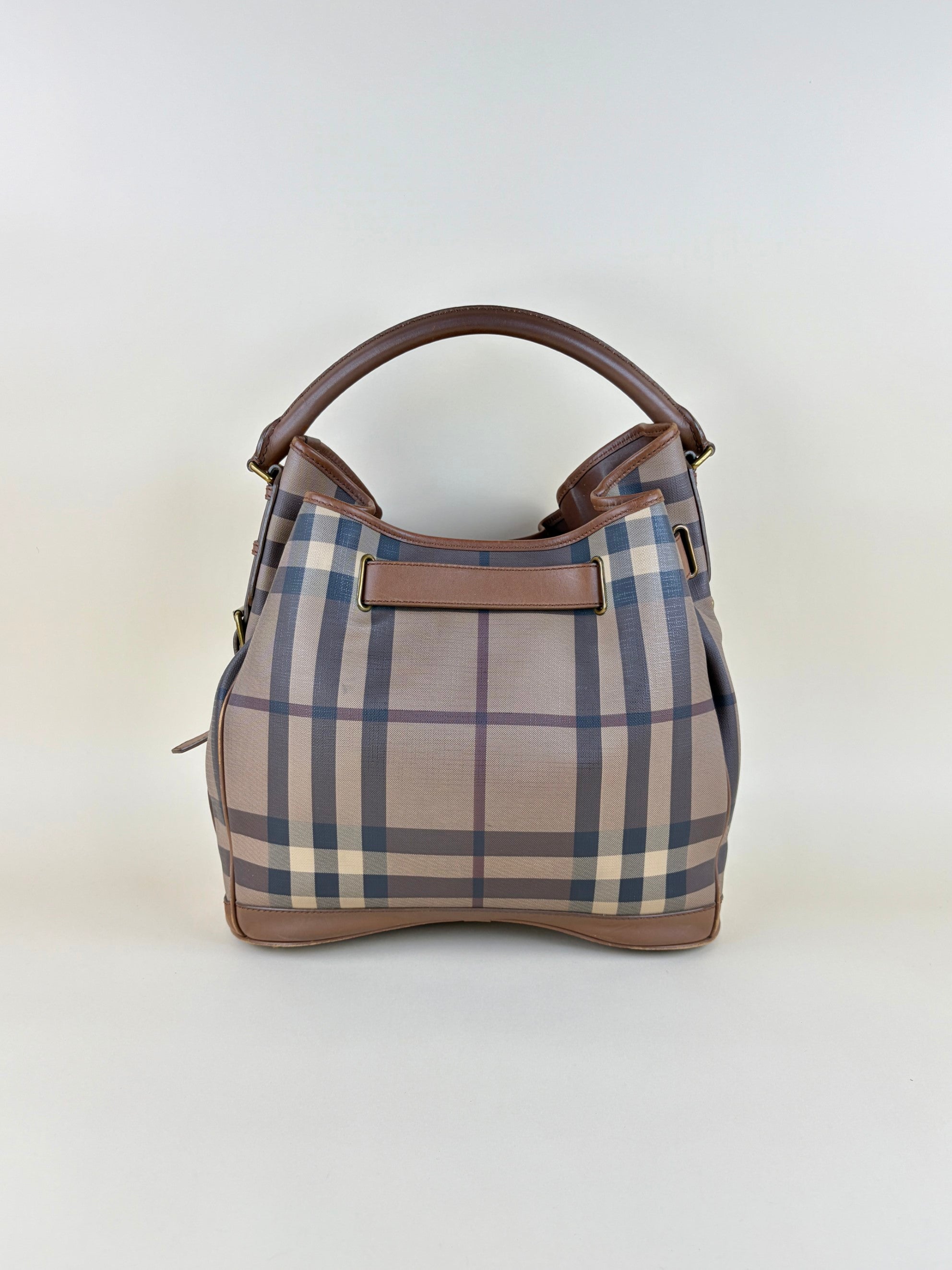 Burberry Brown Smoked Check Trench Belted Medium Walden Hobo Bag
