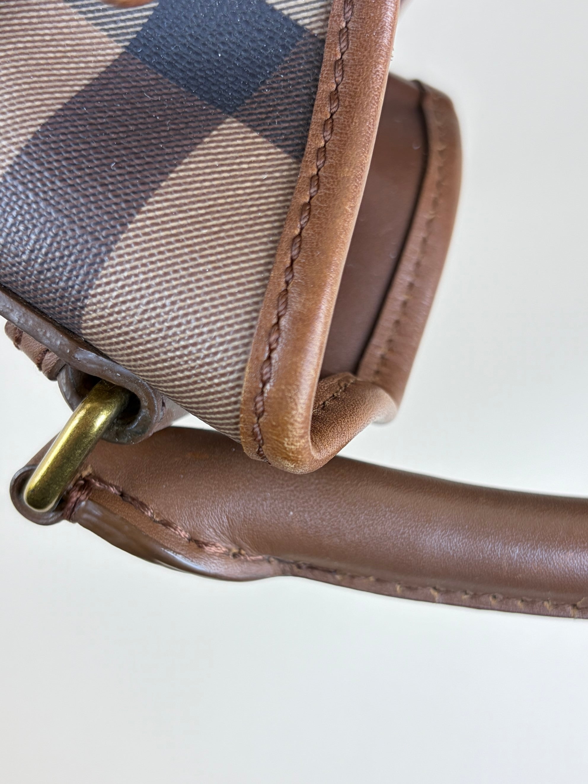 Burberry Brown Smoked Check Trench Belted Medium Walden Hobo Bag
