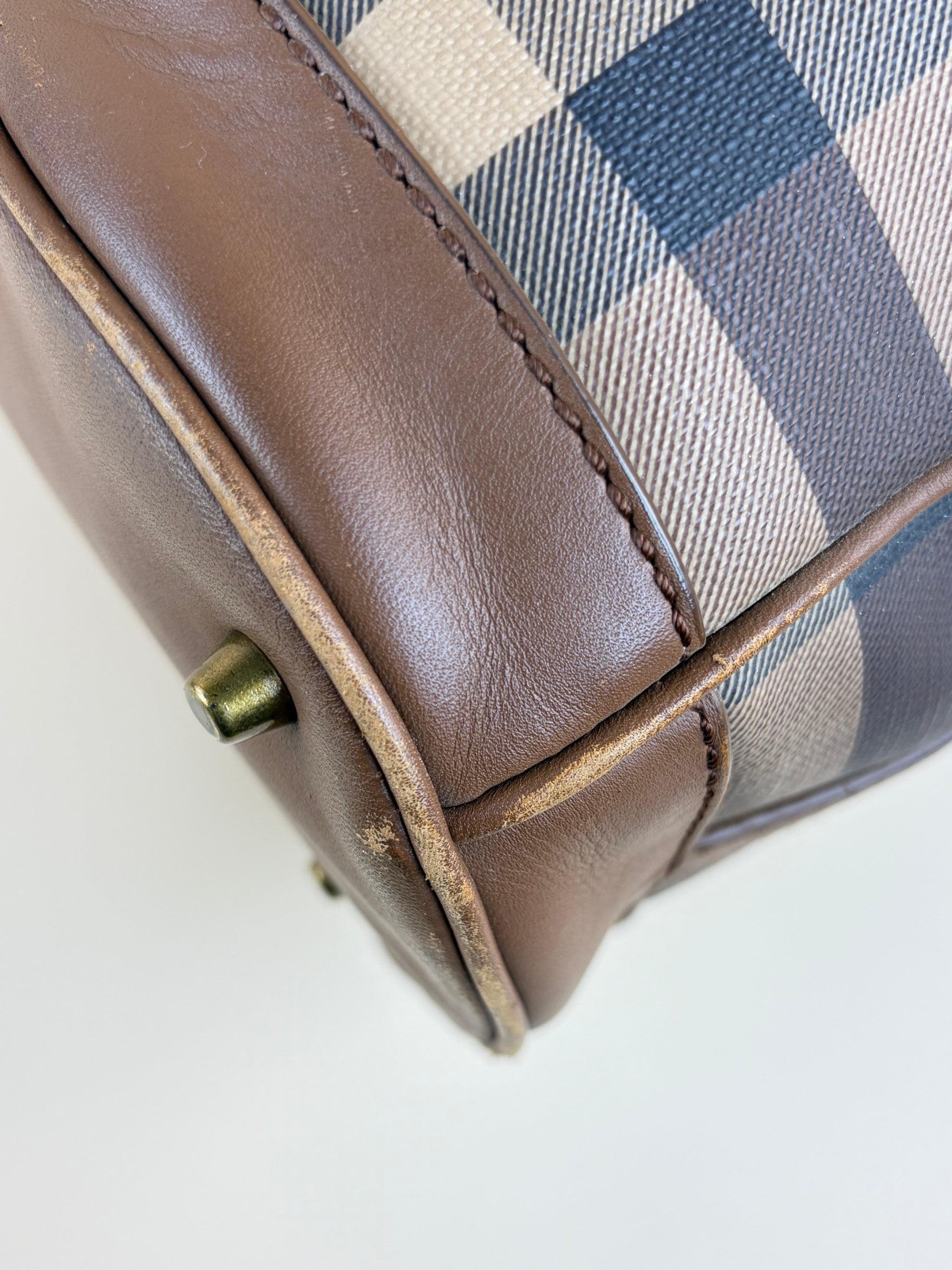 Burberry Brown Smoked Check Trench Belted Medium Walden Hobo Bag