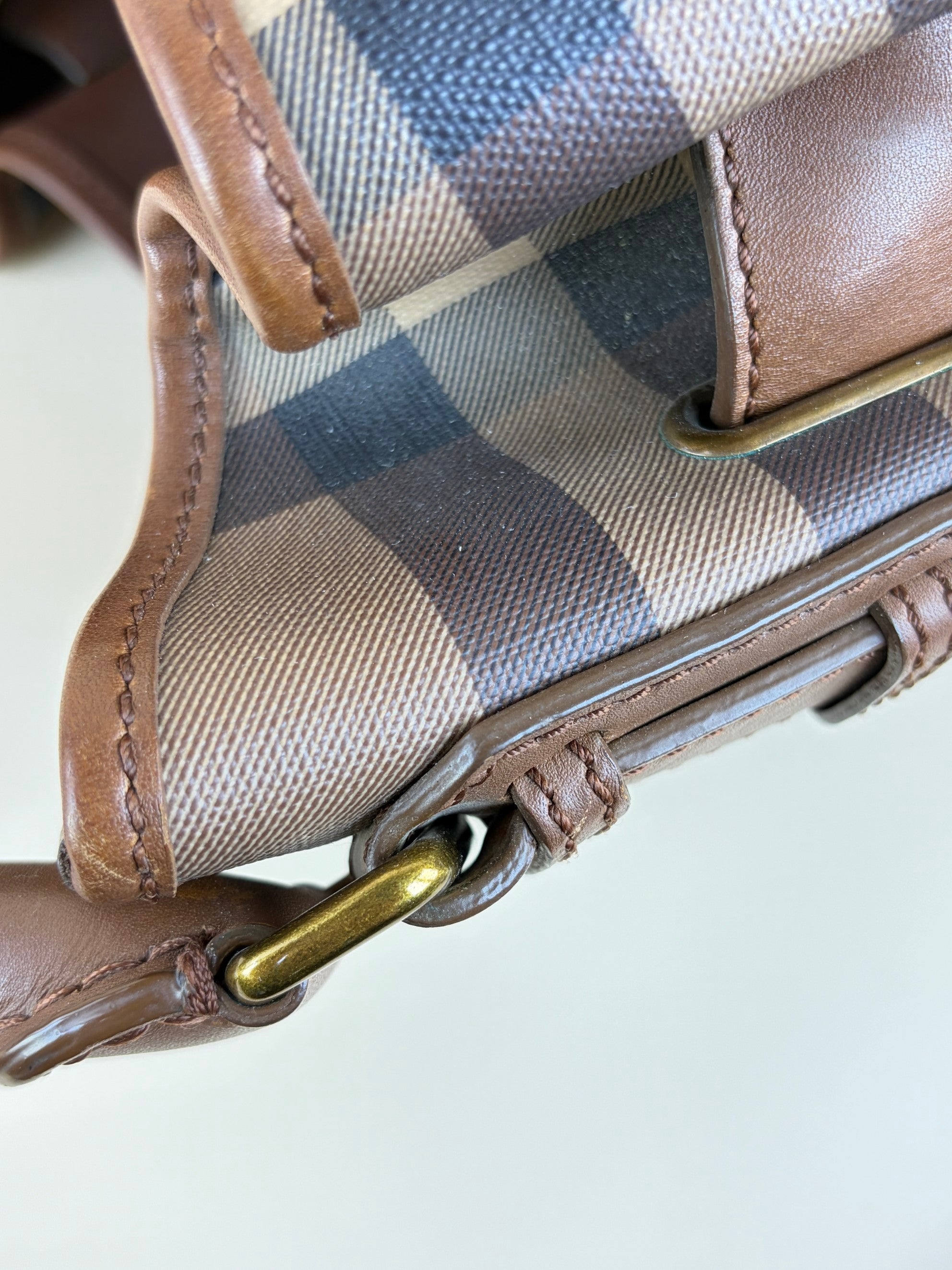 Burberry Brown Smoked Check Trench Belted Medium Walden Hobo Bag