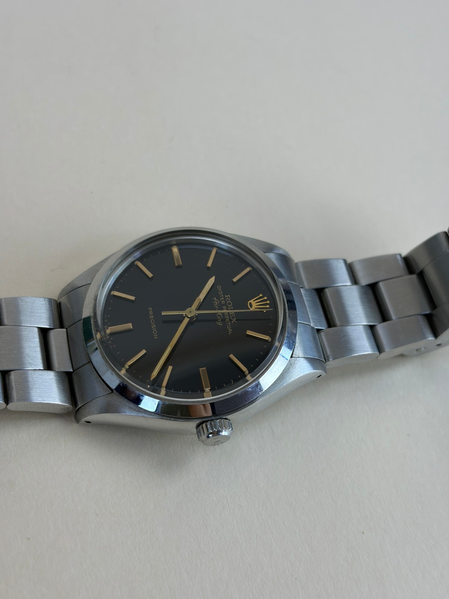 Rolex Stainless Steel Air king Vintage Oyster Precision Stamped 5500 34mm Watch