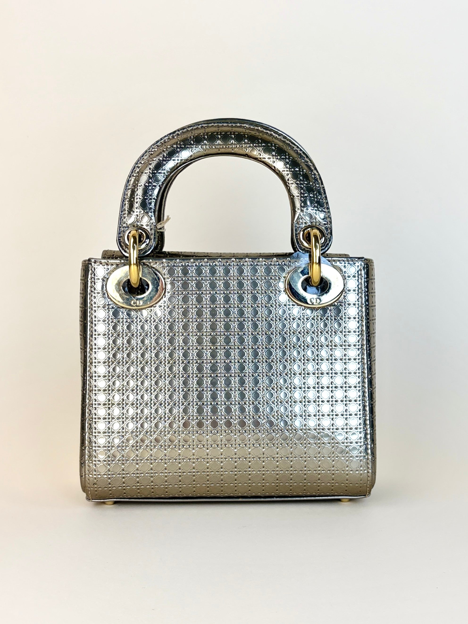 Christian Dior Metallic gold micro lady Dior