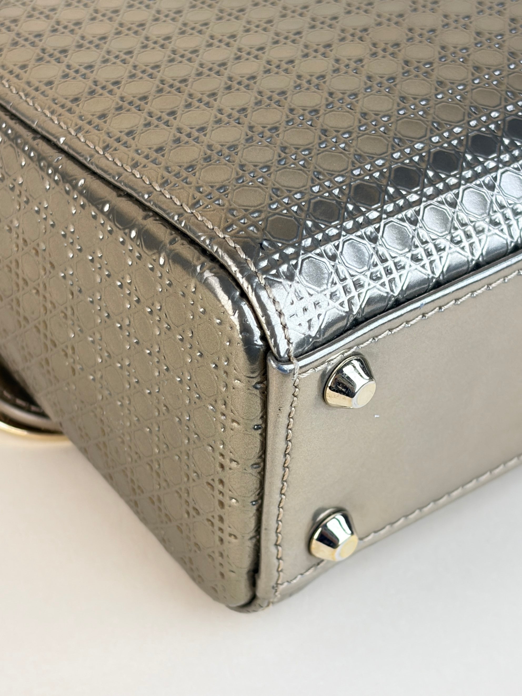 Christian Dior Metallic gold micro lady Dior