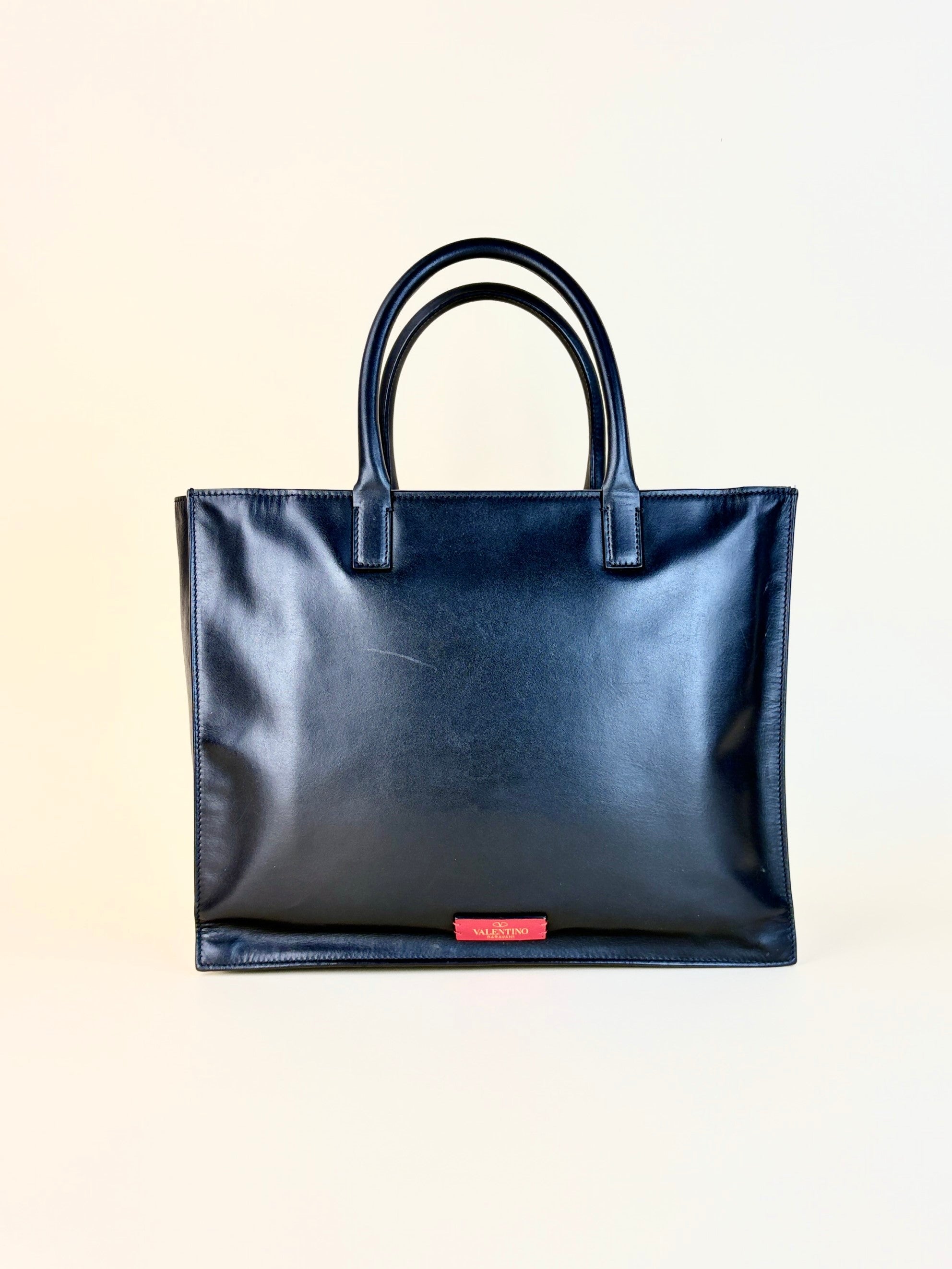 Valentino Black leather vlog walk medium  shopping bag