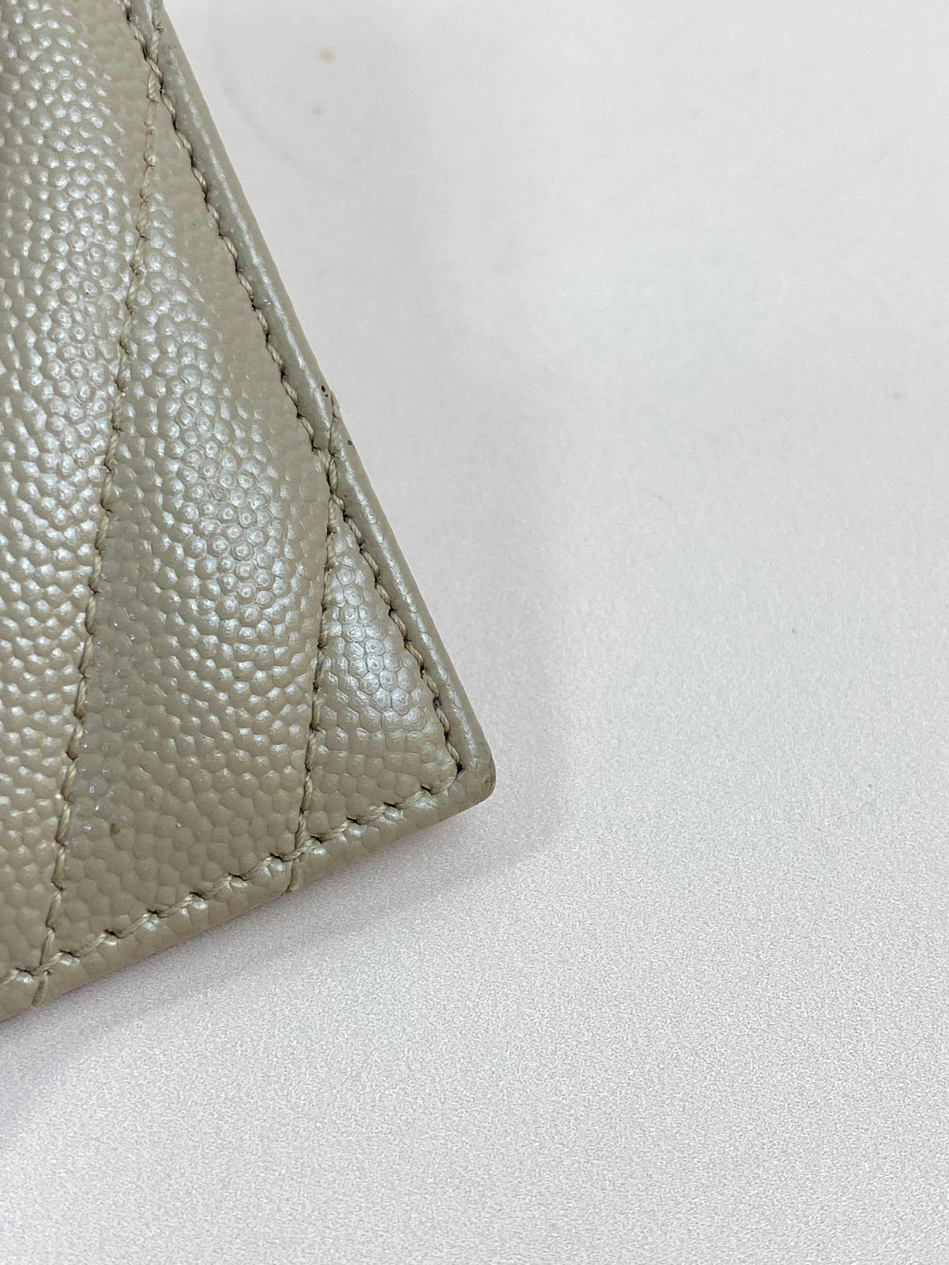 YSL Beige Quilted Cassandre Envelope Small Wallet