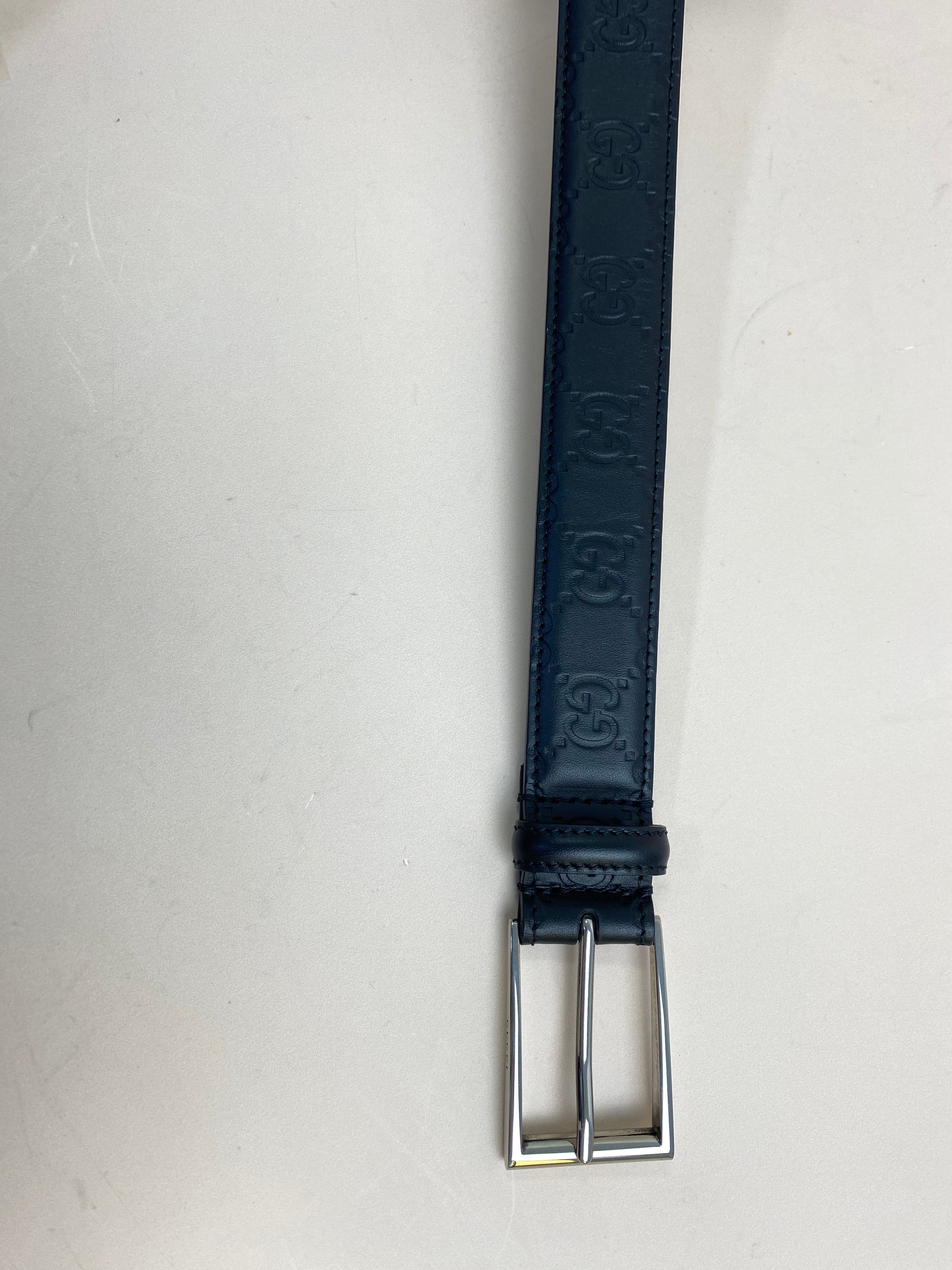 Gucci Black GG Printed Guccissima Belt 46