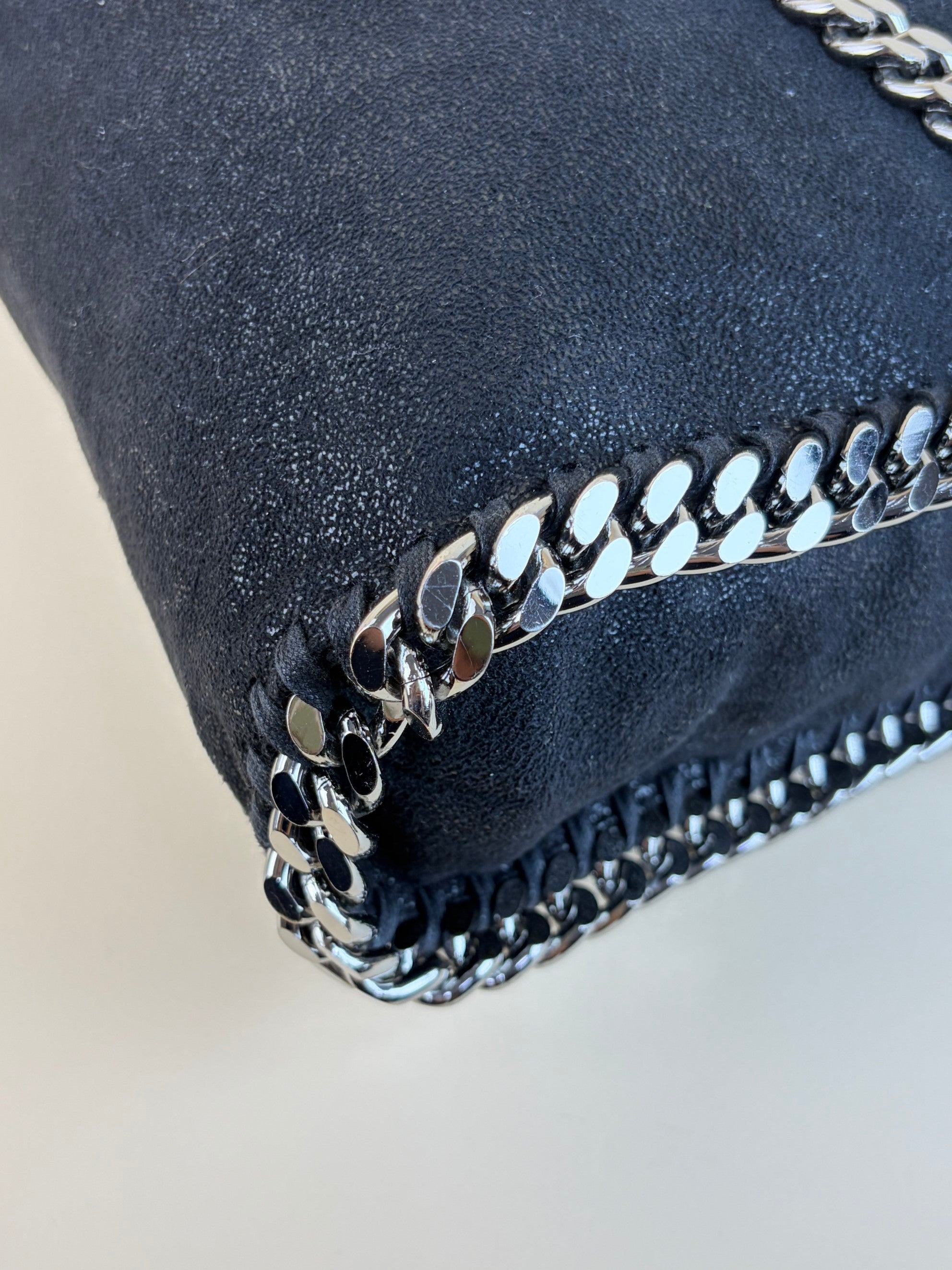 Stella McCartney Black Falabella fold over silver & gold