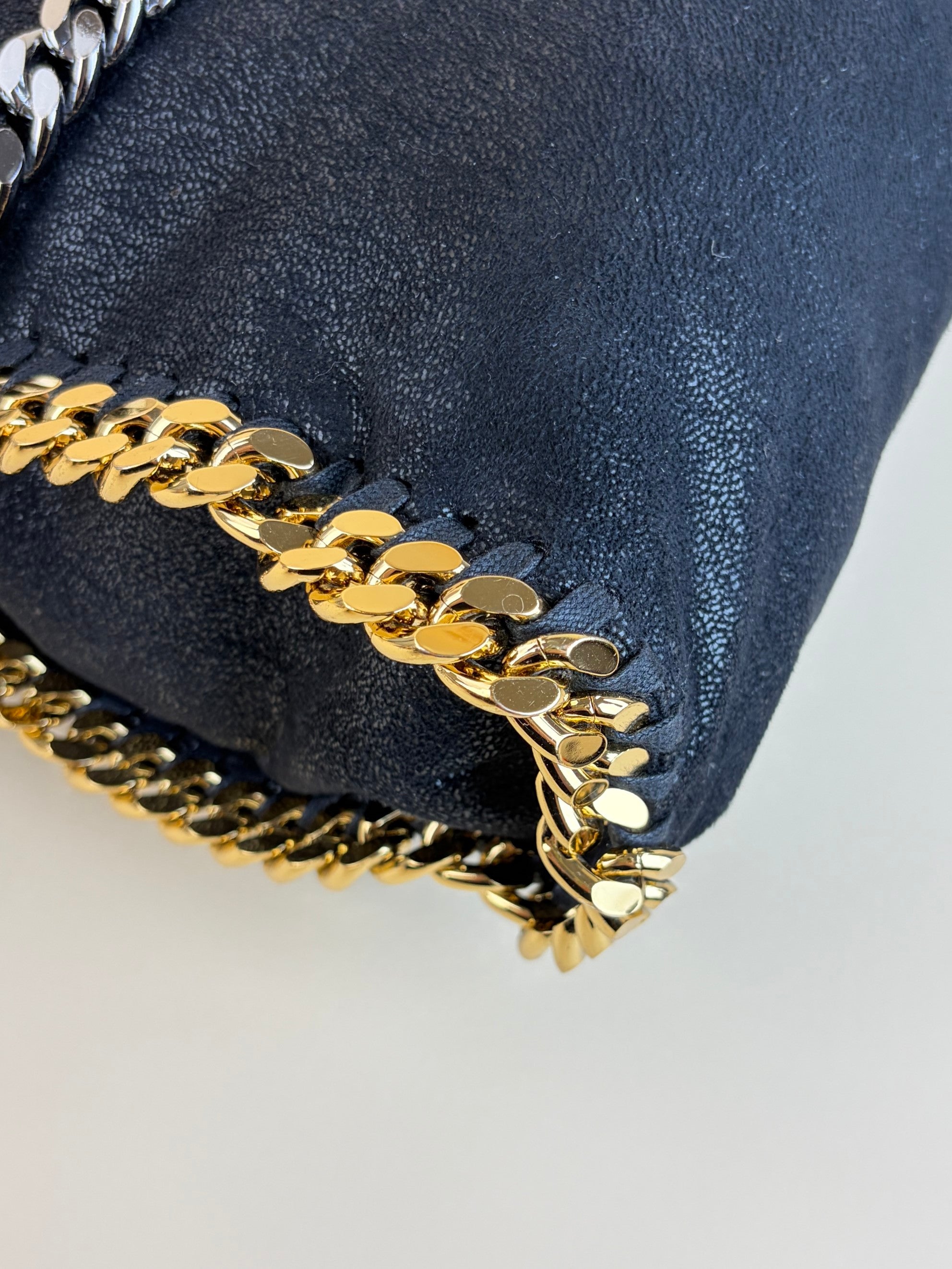 Stella McCartney Black Falabella fold over silver & gold
