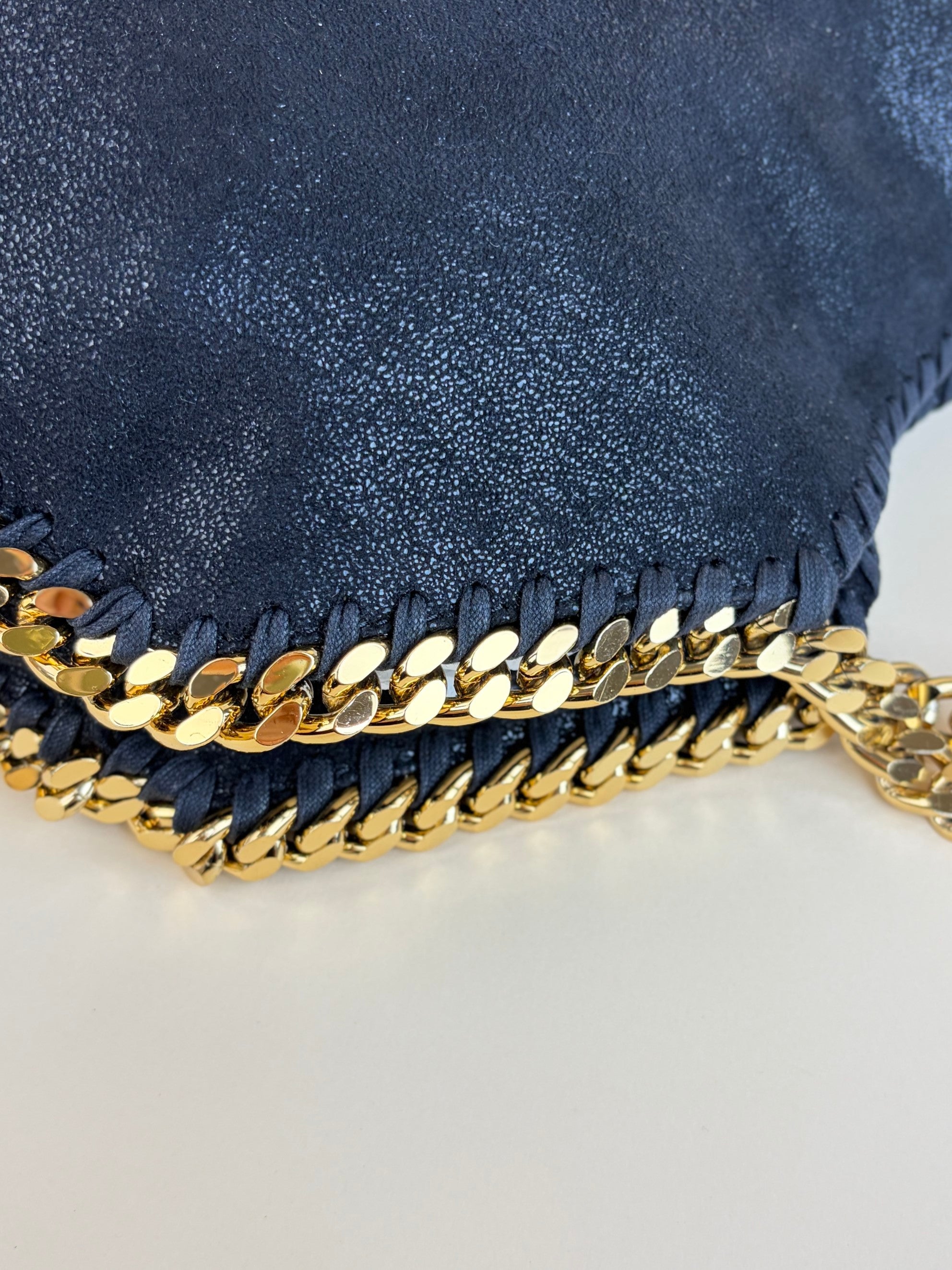 Stella McCartney Black Falabella fold over silver & gold