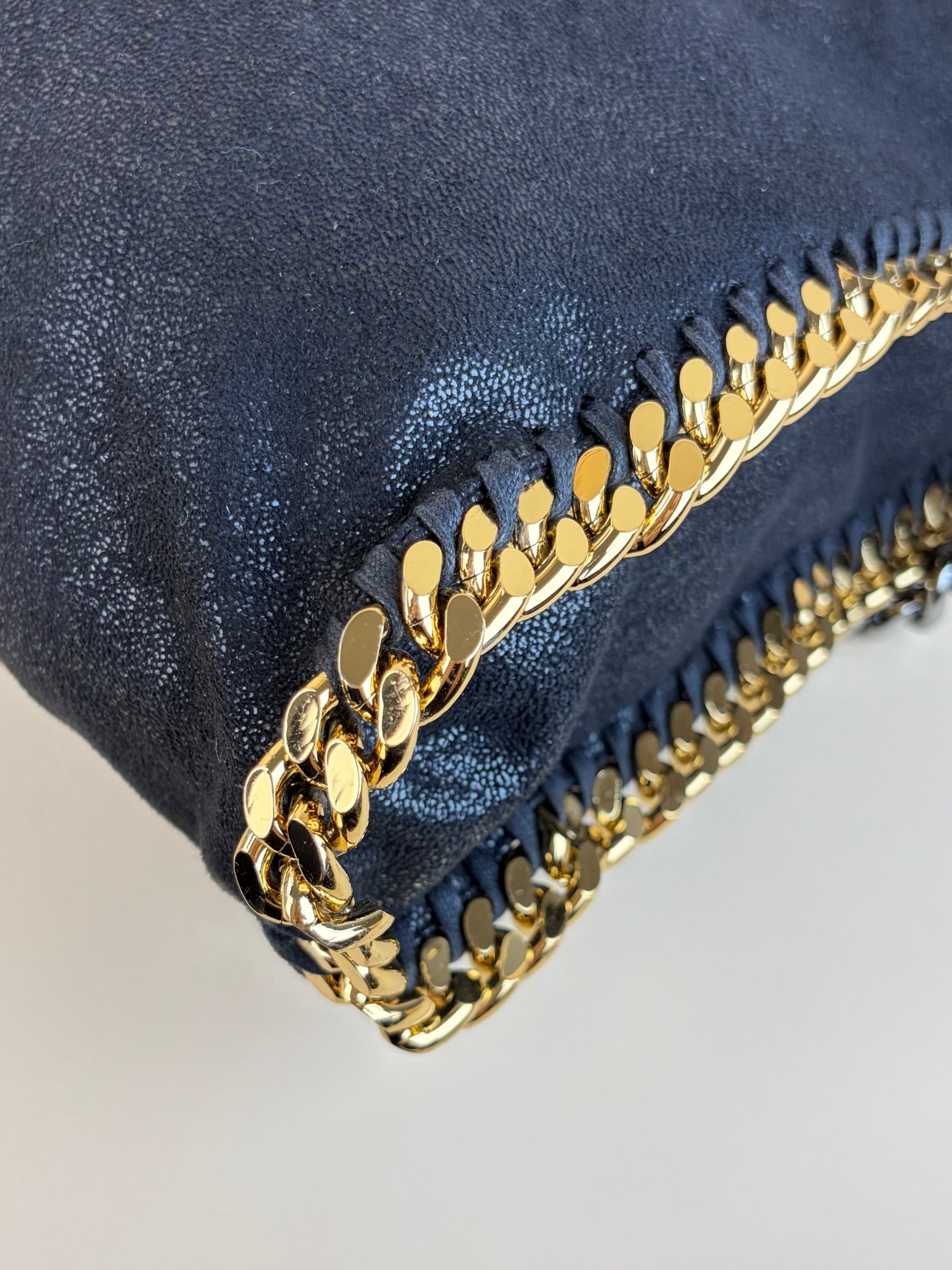 Stella McCartney Black Falabella fold over silver & gold