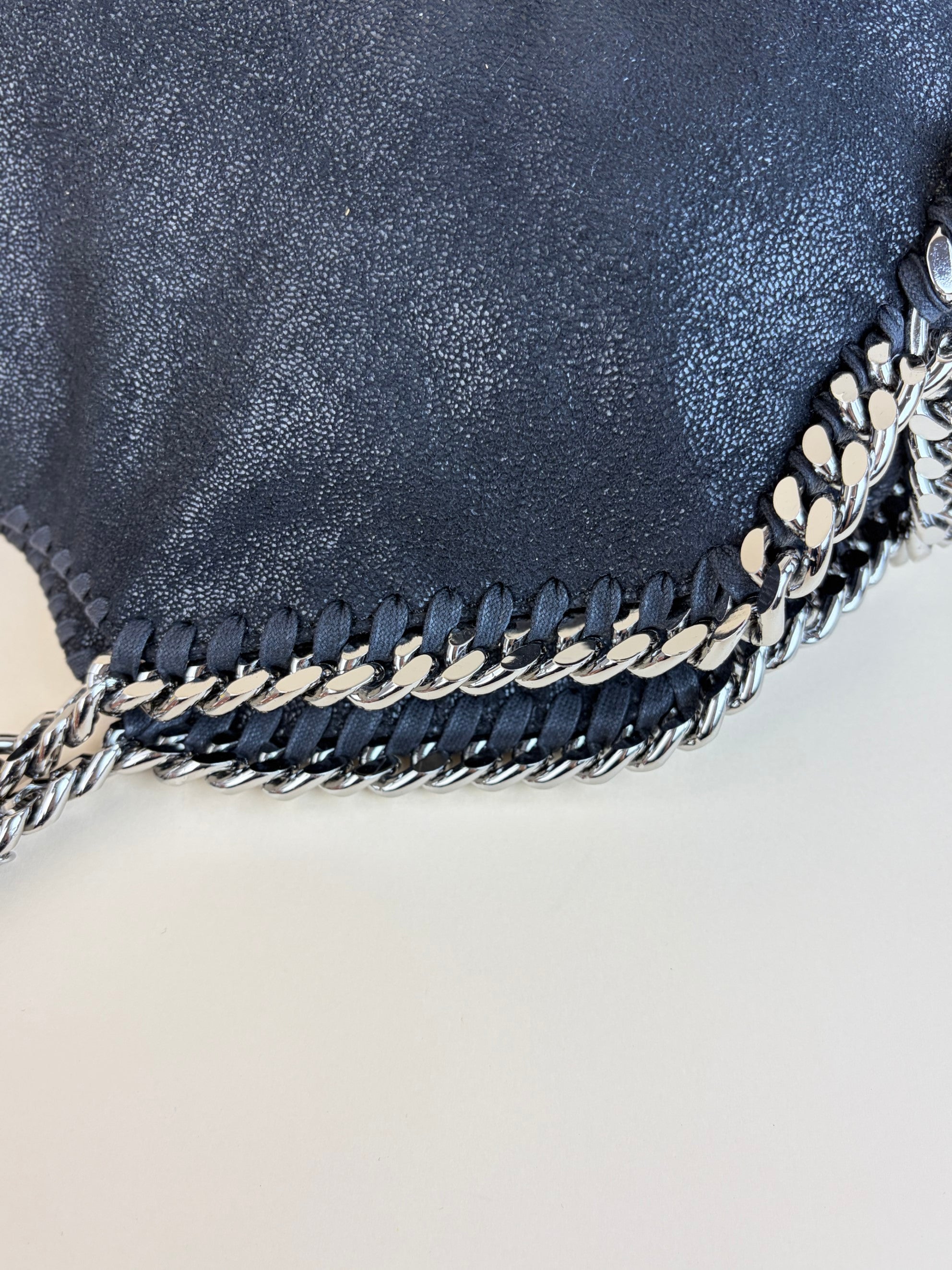 Stella McCartney Black Falabella fold over silver & gold