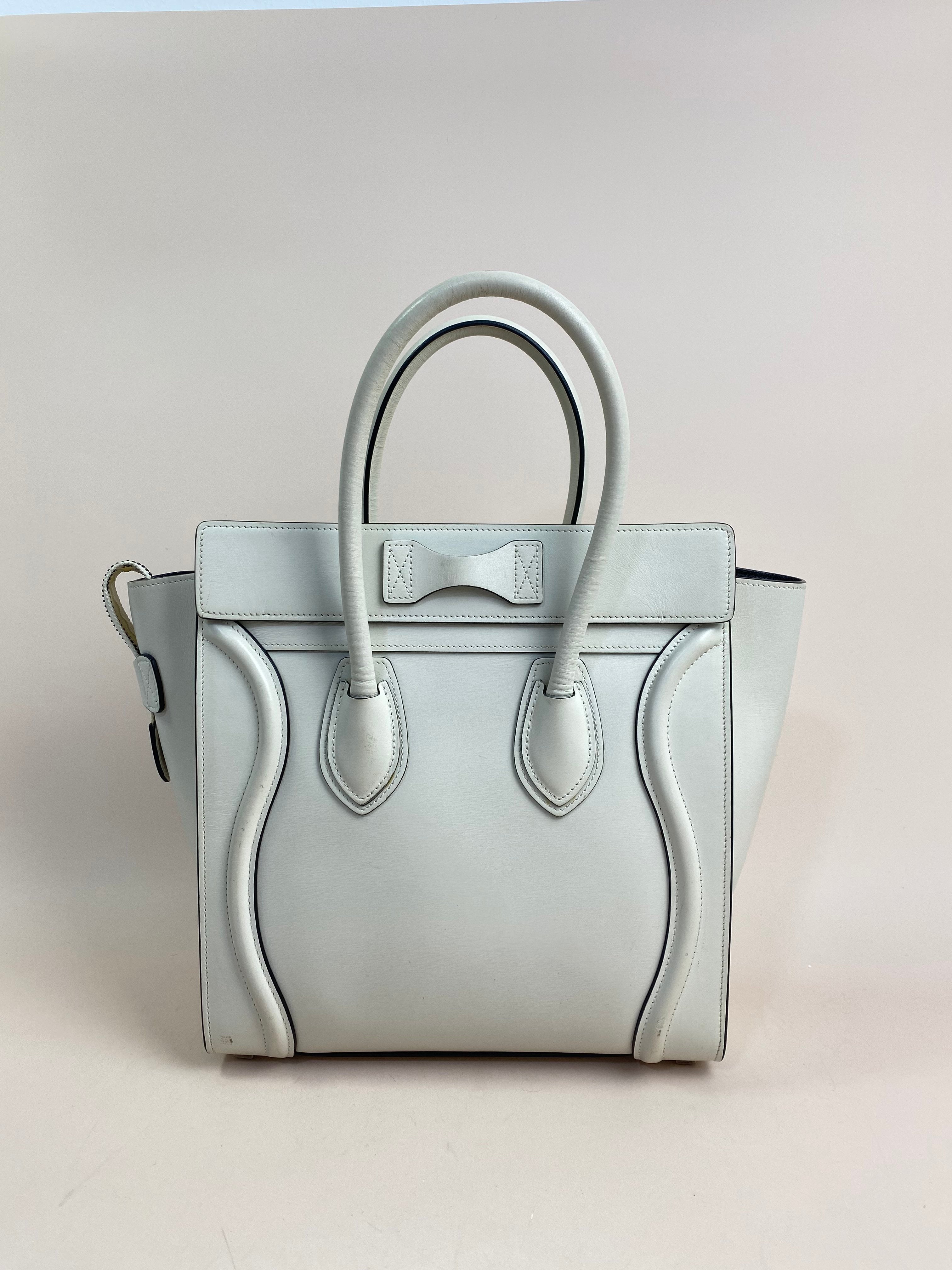 Celine Off White Micro Luggage Tote Bag