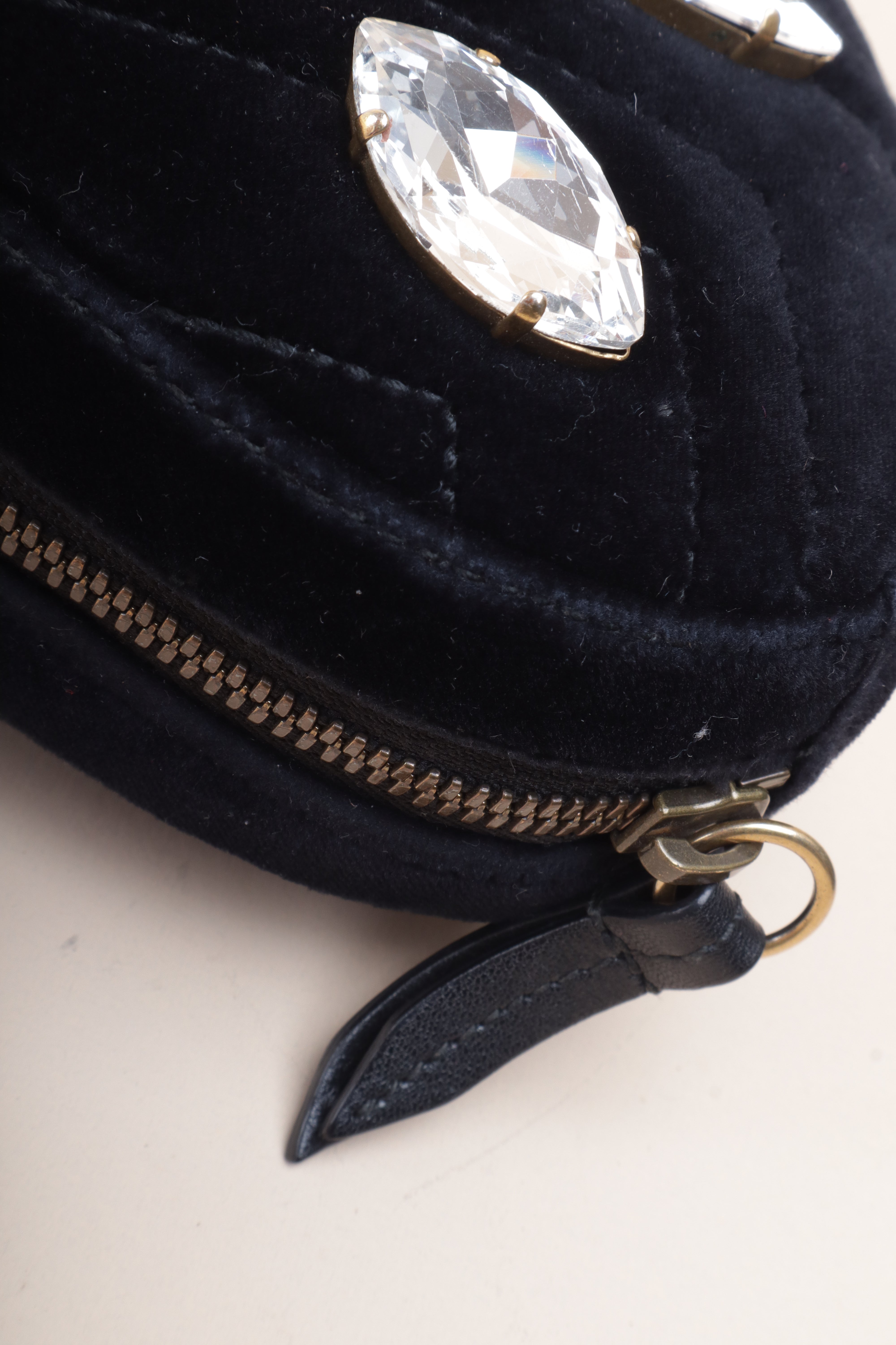 Gucci Black marquise Velvet Marmont Mini Belt Bag