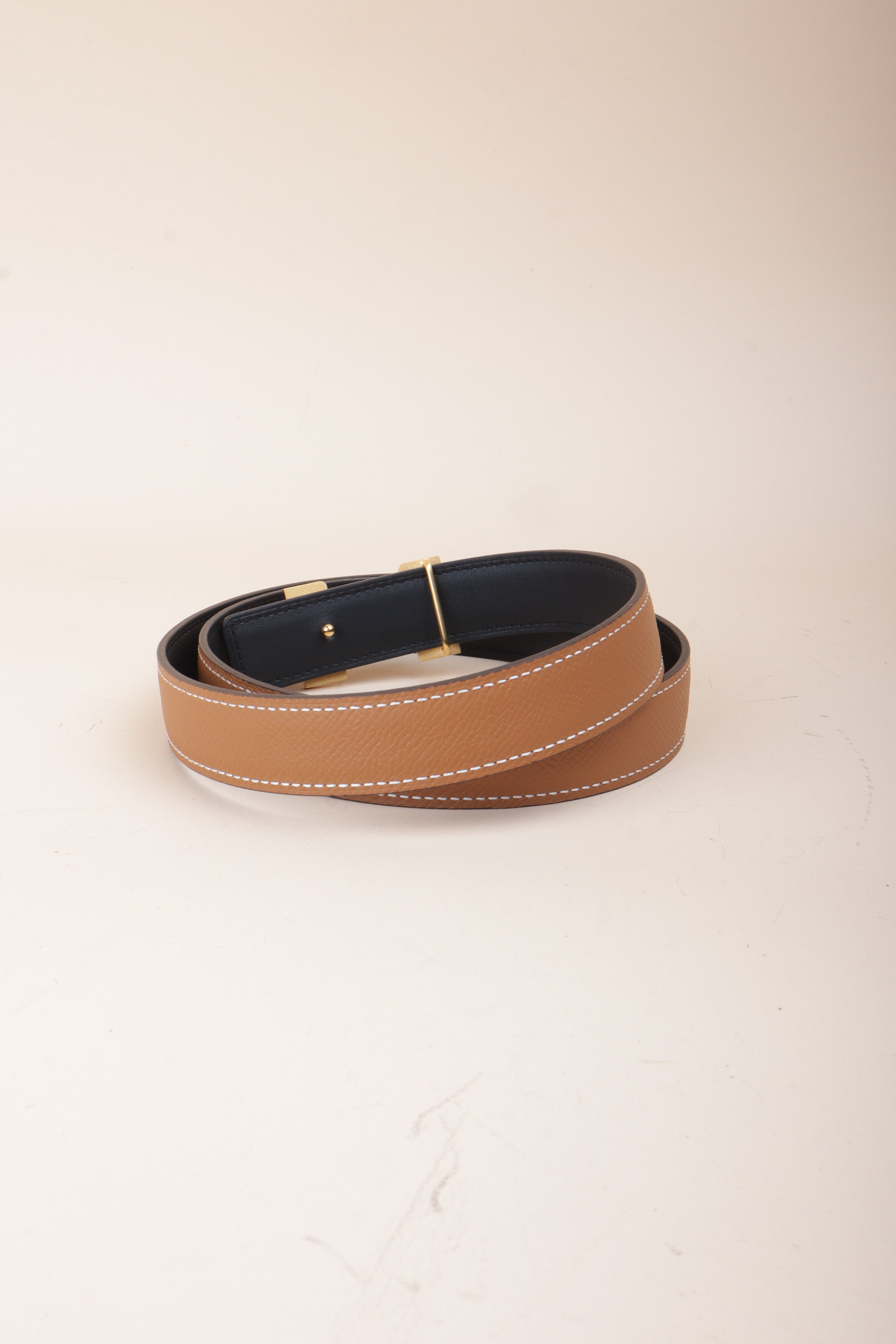 Hermes MINI Reversible Buckle Belt 24 mm black and gold