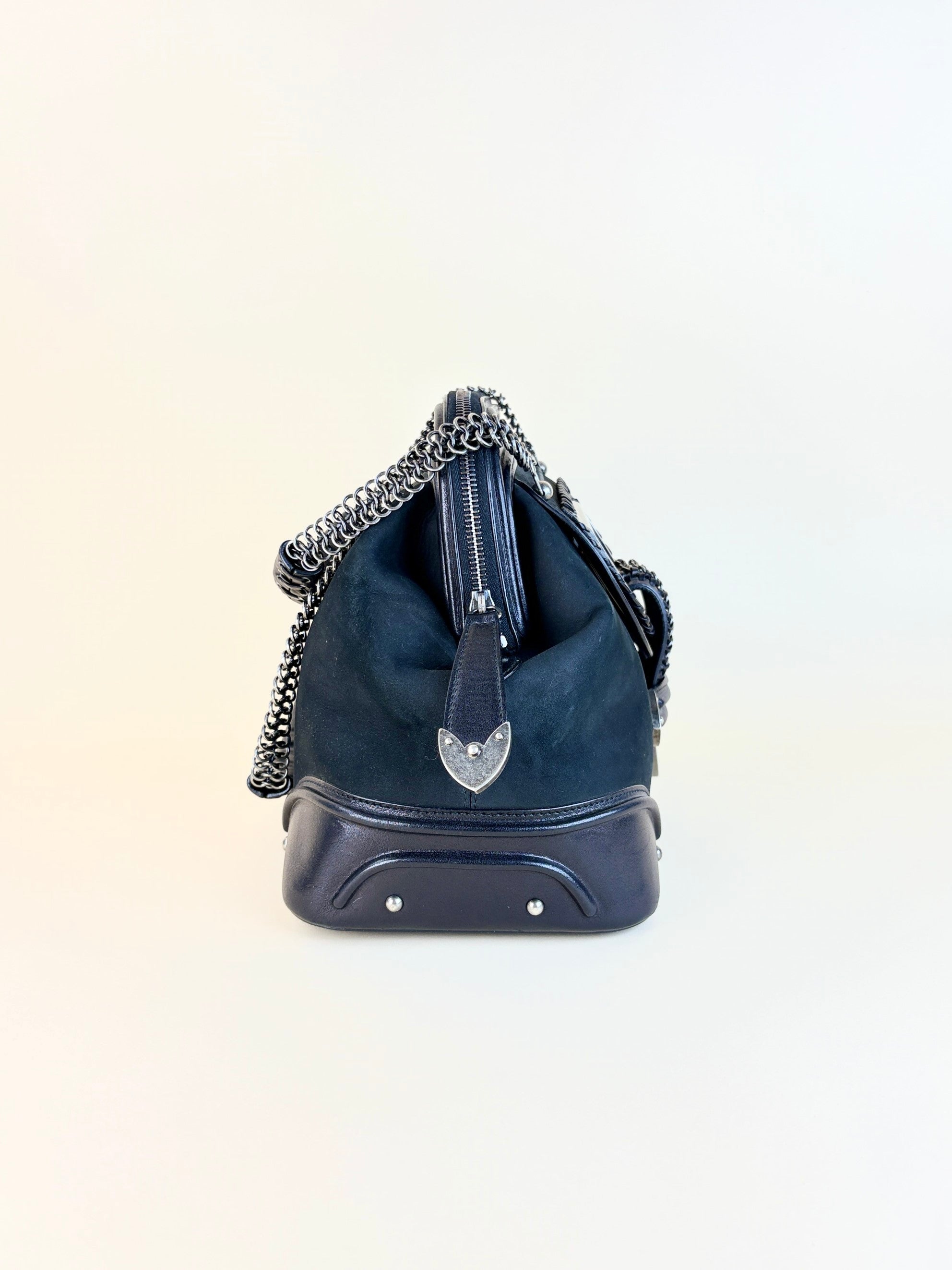 Christian Dior black Nubuck jeame frame bag