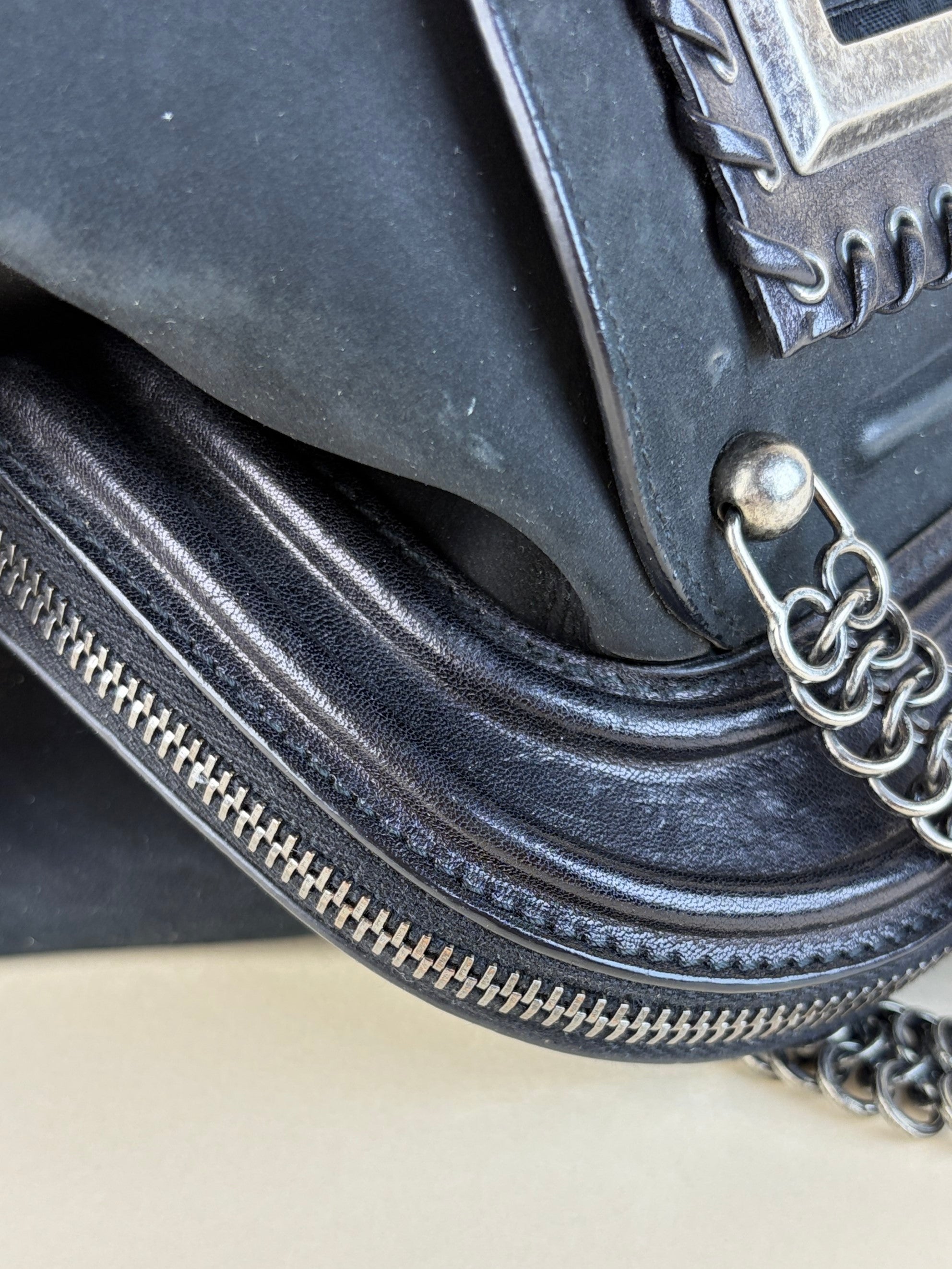 Christian Dior black Nubuck jeame frame bag