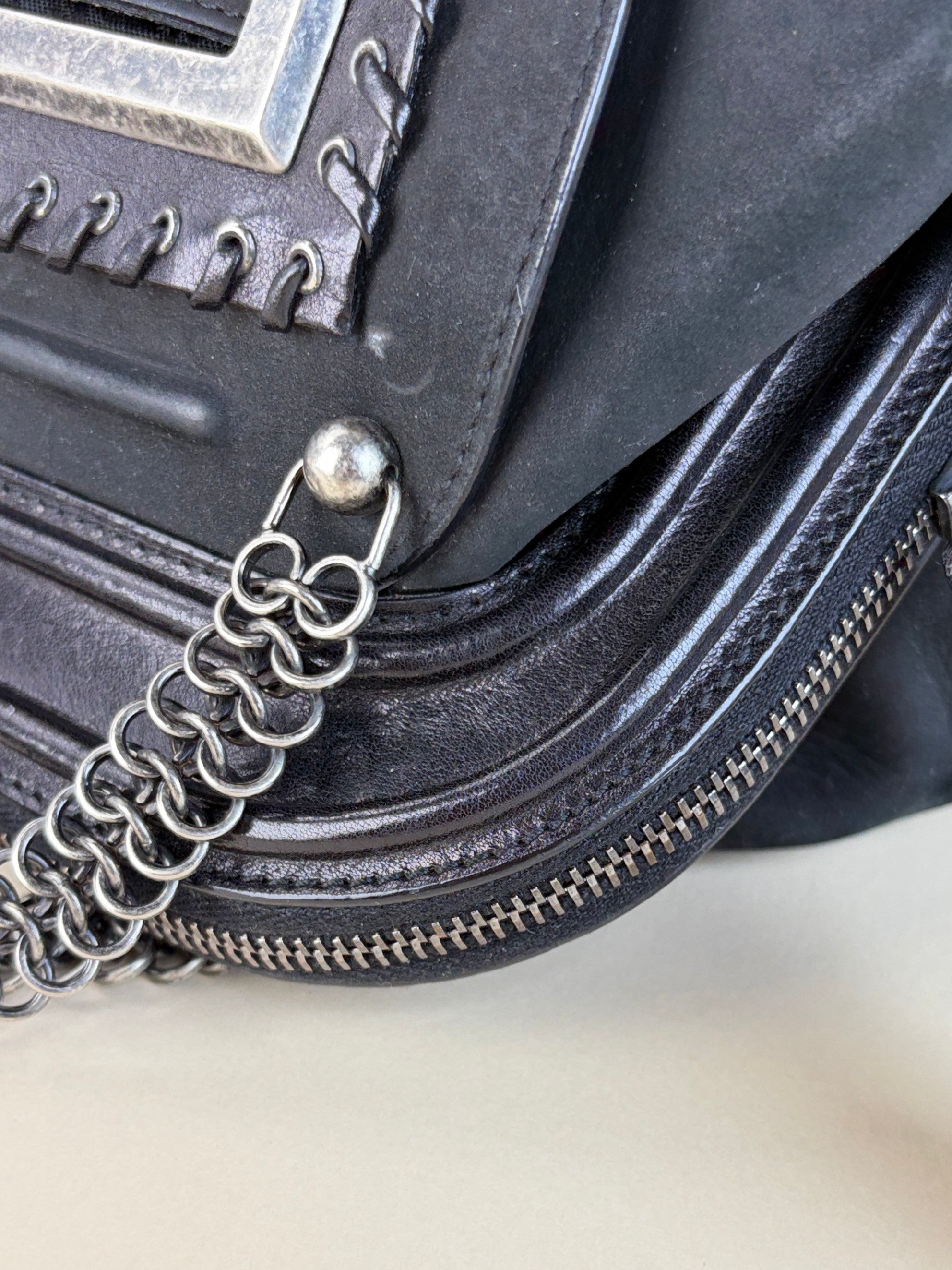 Christian Dior black Nubuck jeame frame bag