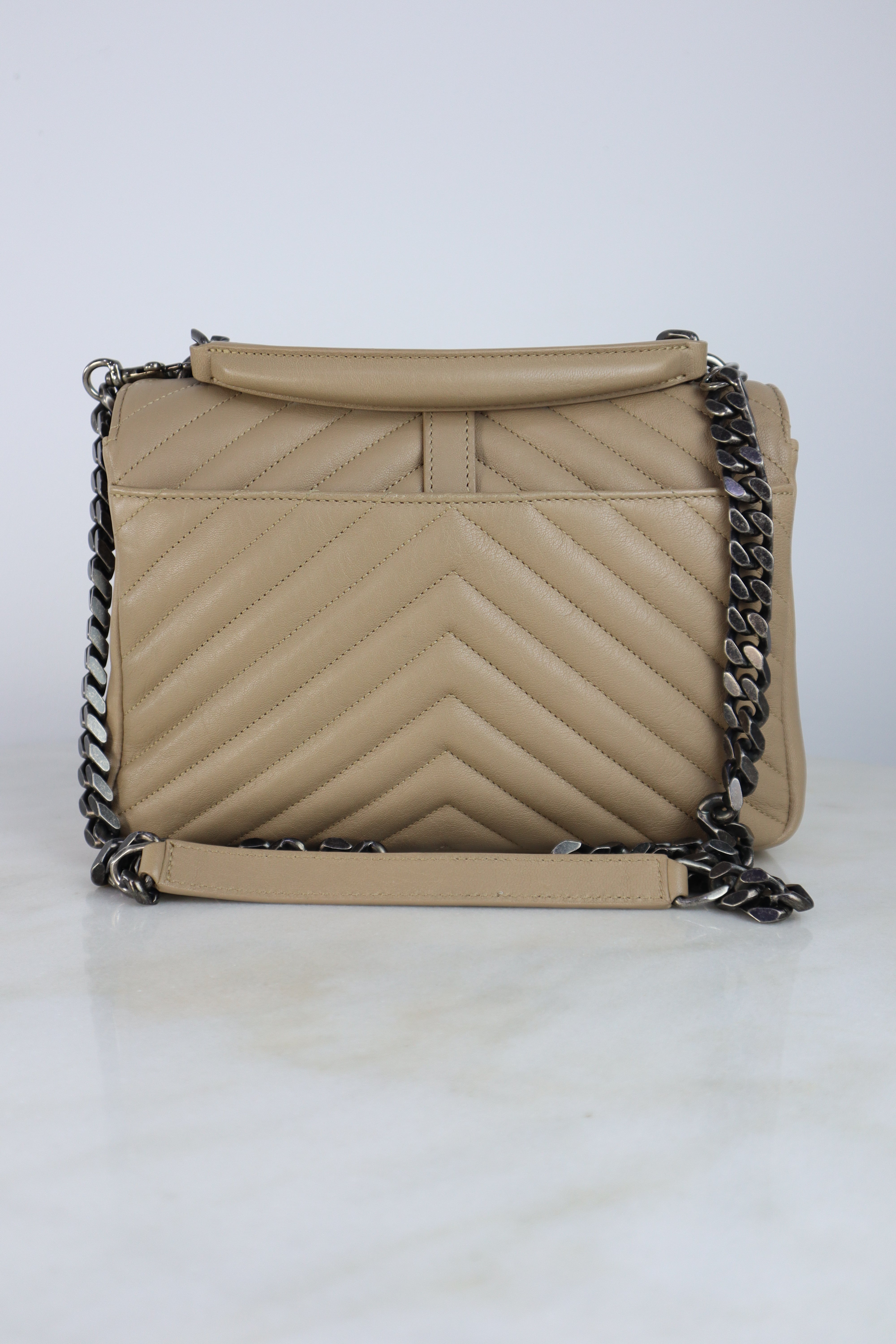 YSL Beige Matelasse Chevron Collage Medium Bag
