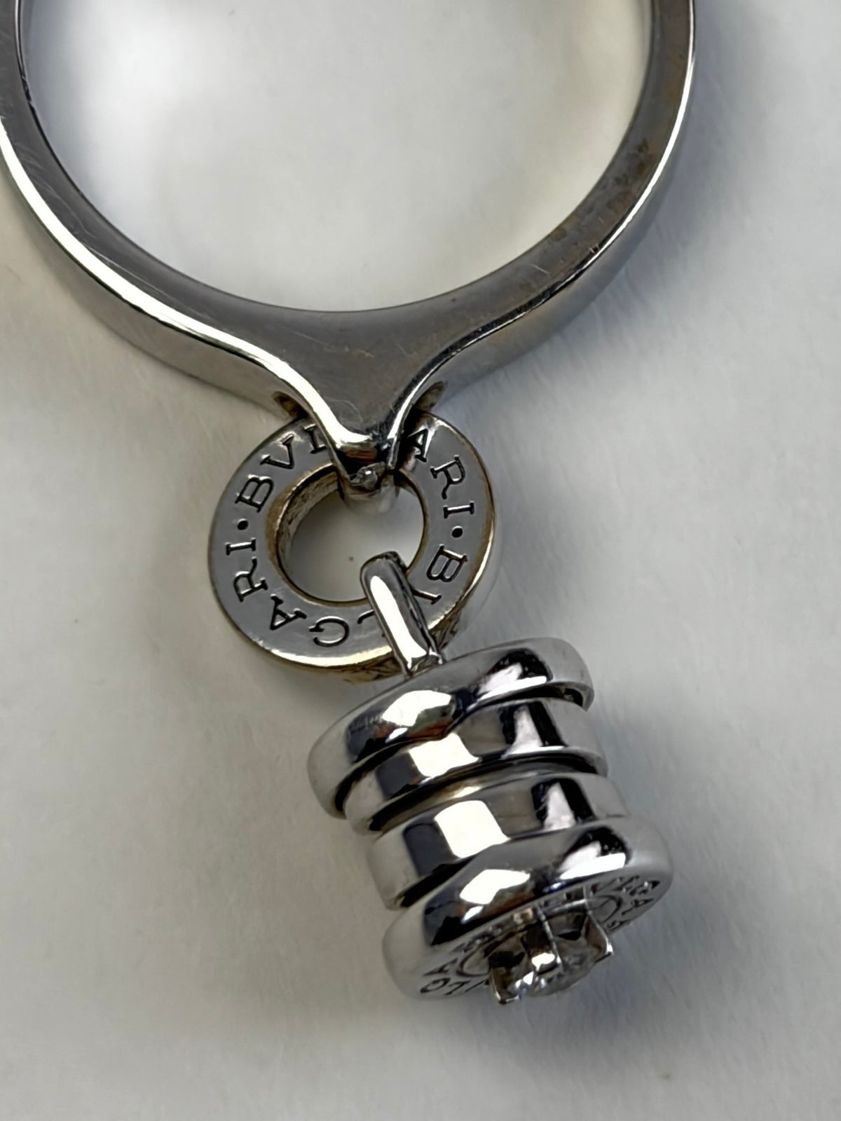 Bvlgari 18K White Gold B. Zero1 element charm ring diamond