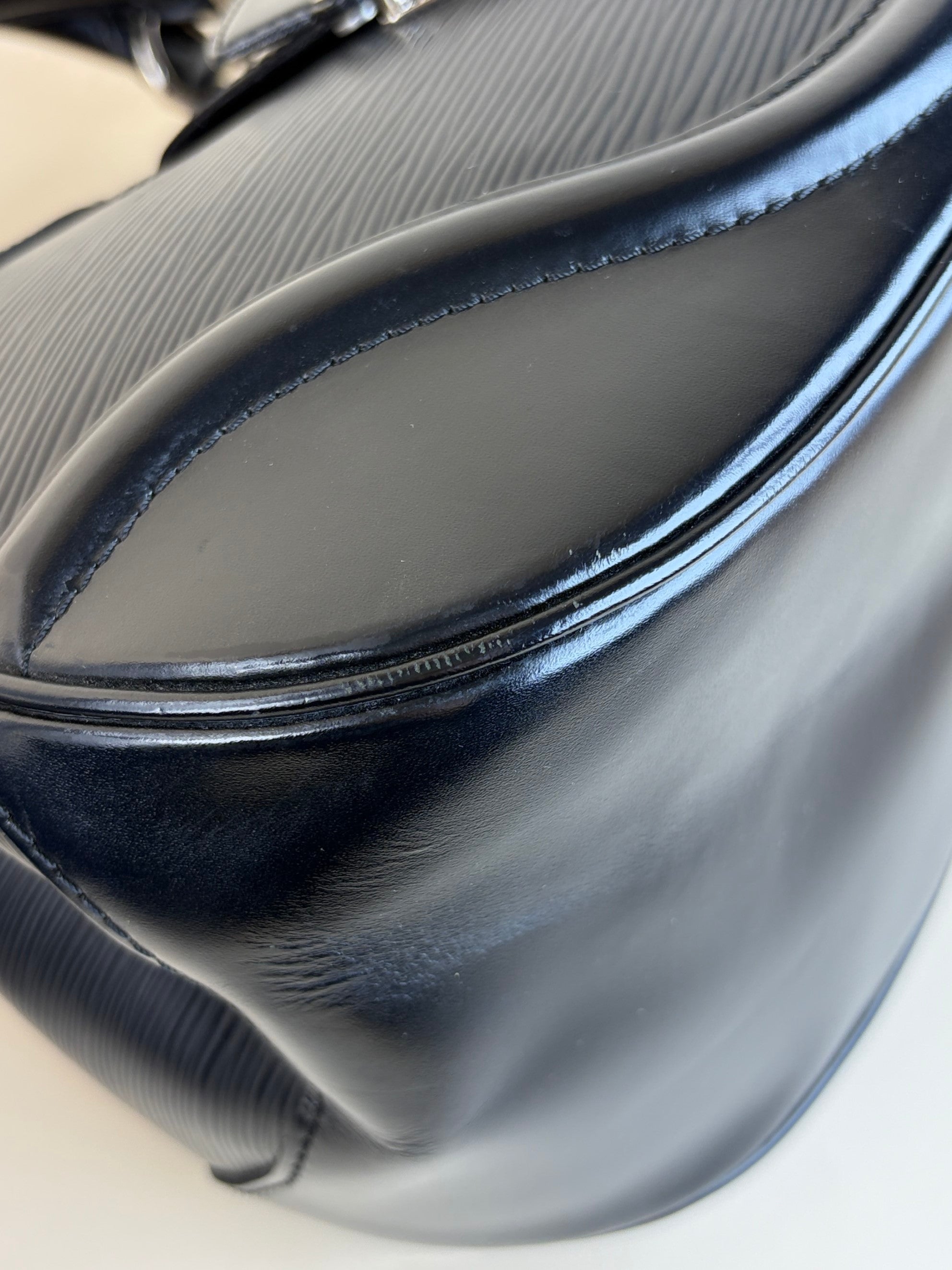 Louis Vuitton black epi leather Montaigne tote bag