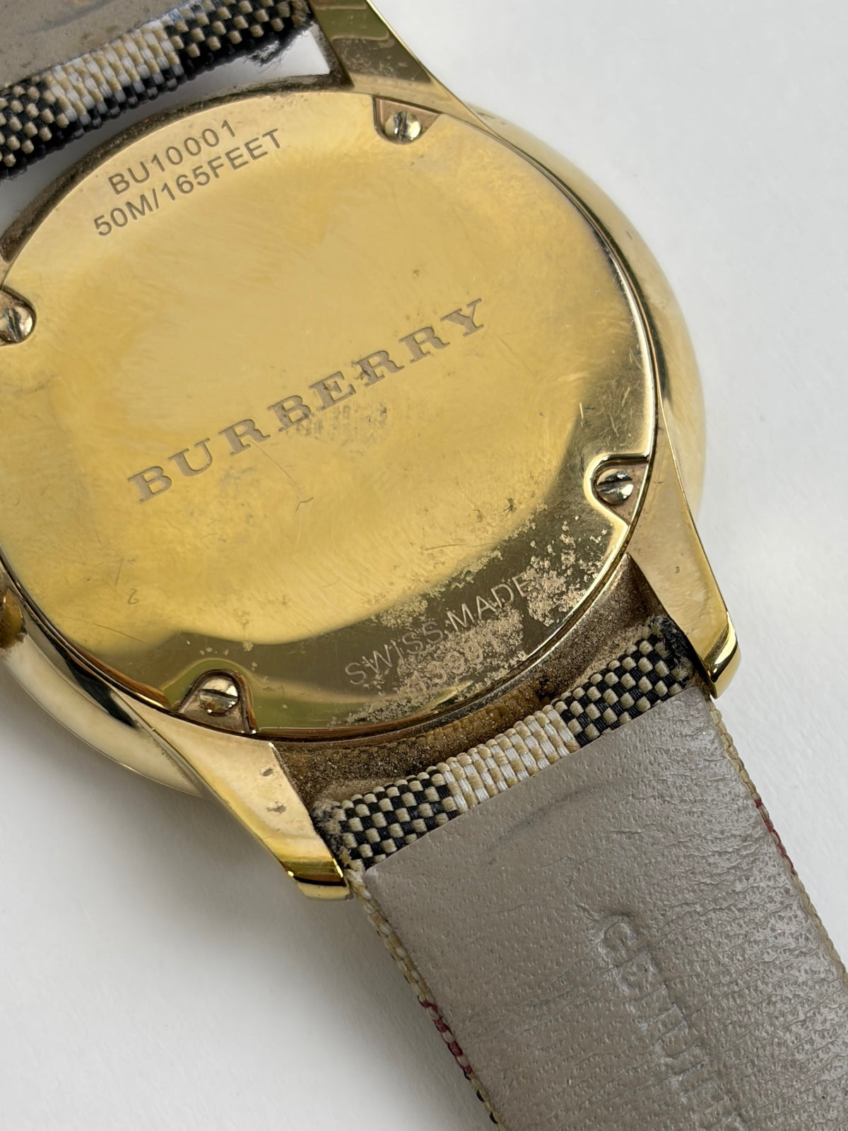Burberry Stainless Steel case Honey Check fabric wristwatch
