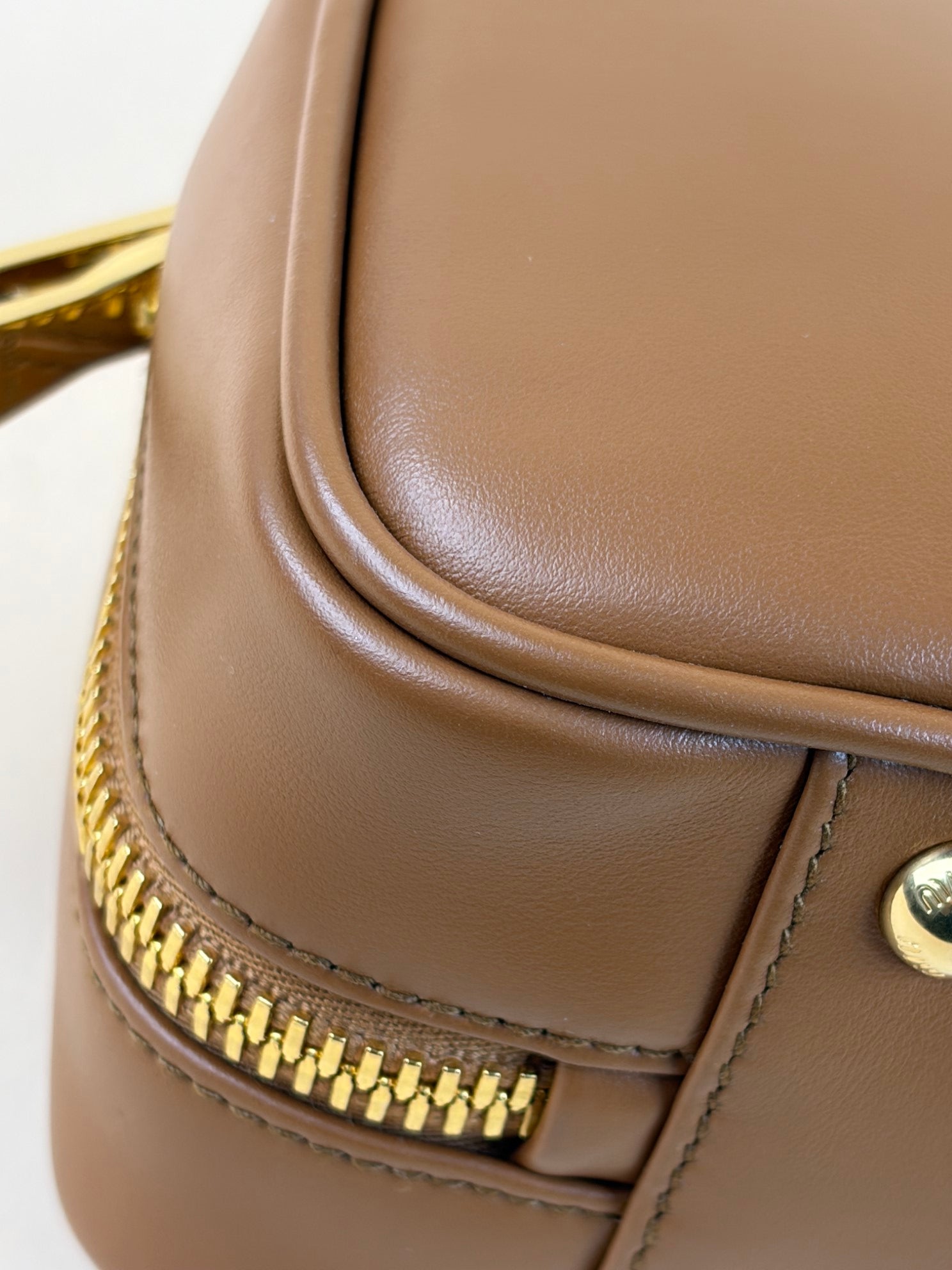 Miu Miu Cognac large Arcadie Soft Padded Bag