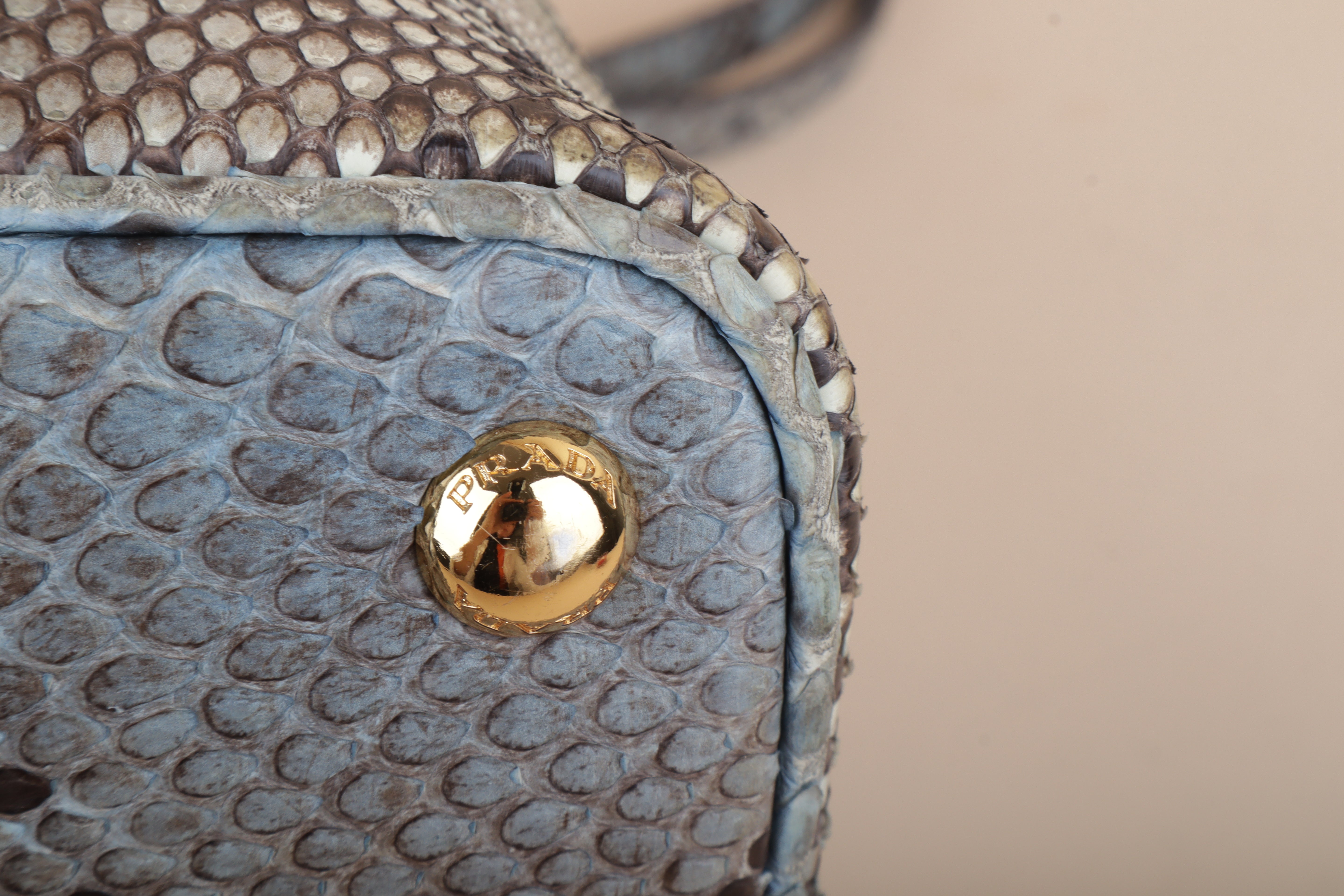 Prada large Bicolor Python tote bag