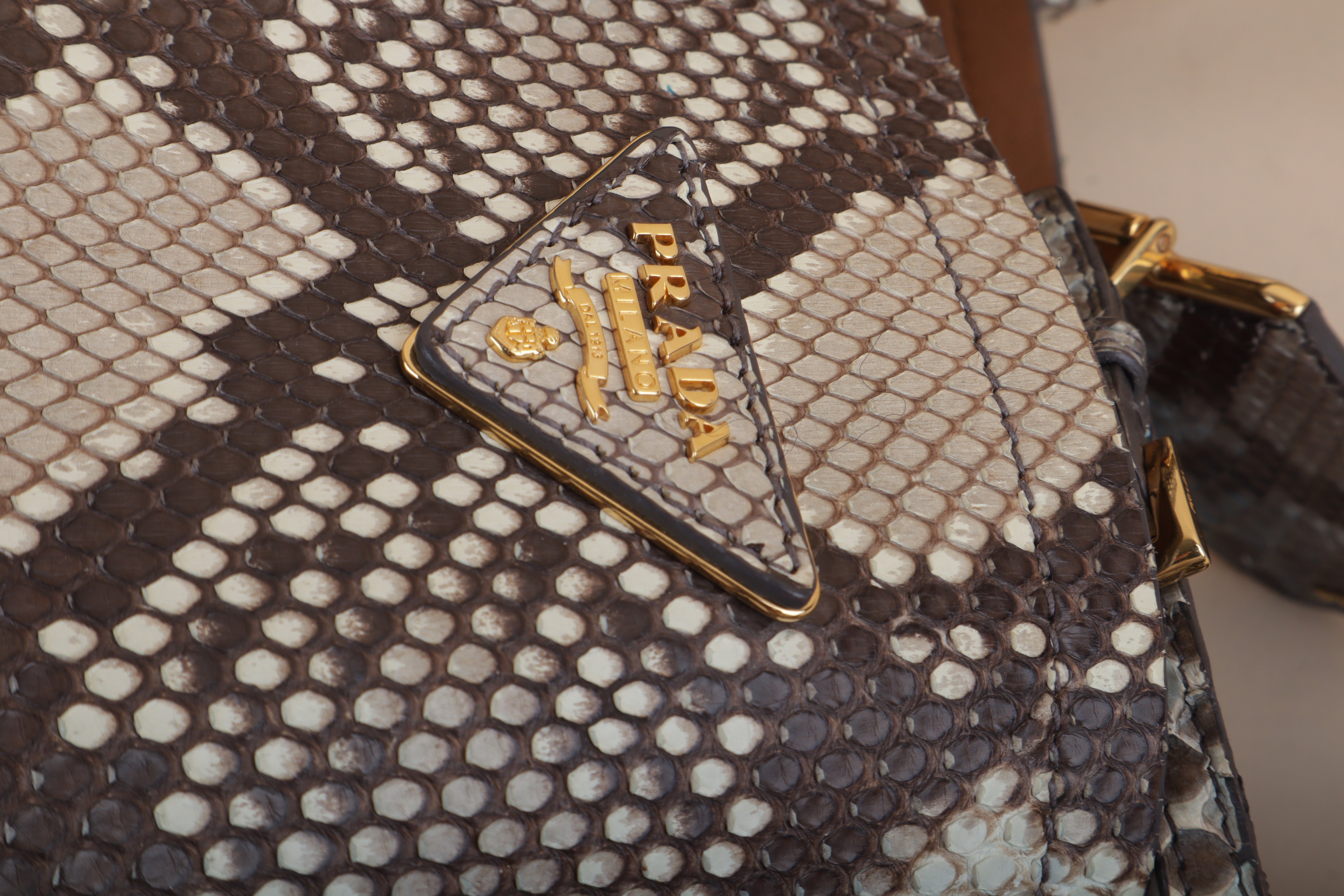 Prada large Bicolor Python tote bag