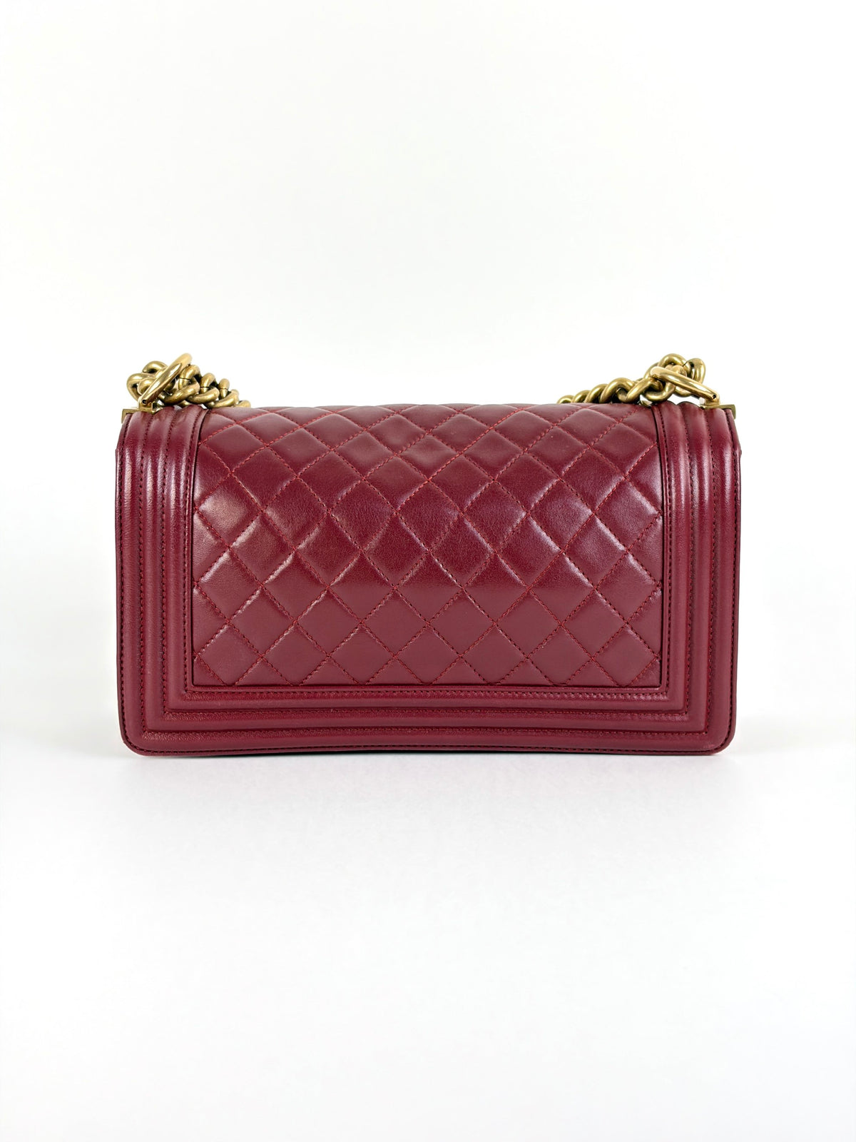 Chanel burgundy boy medium lambskin quilted