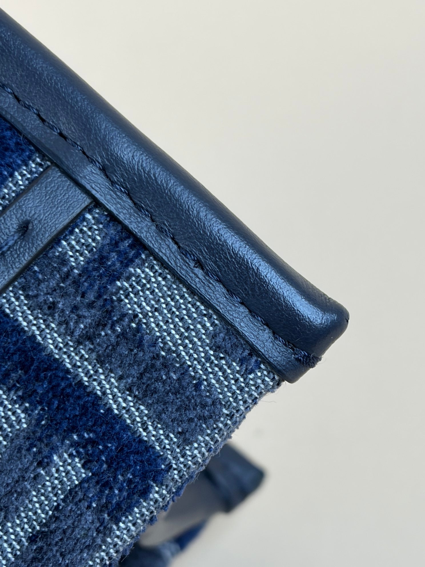 Fendi dark blue FF chenille shopper small Tote Bag with Strap