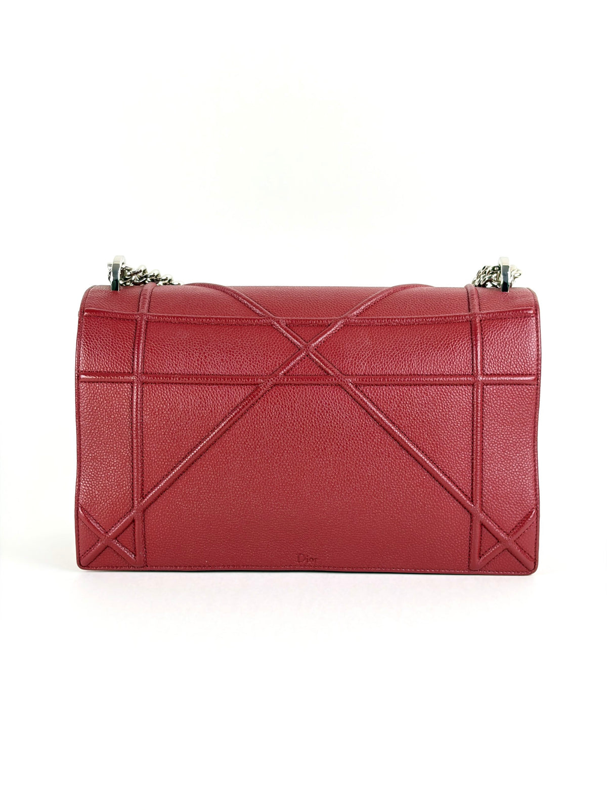 Christian Dior dark red grained Diorama large Flap Bag