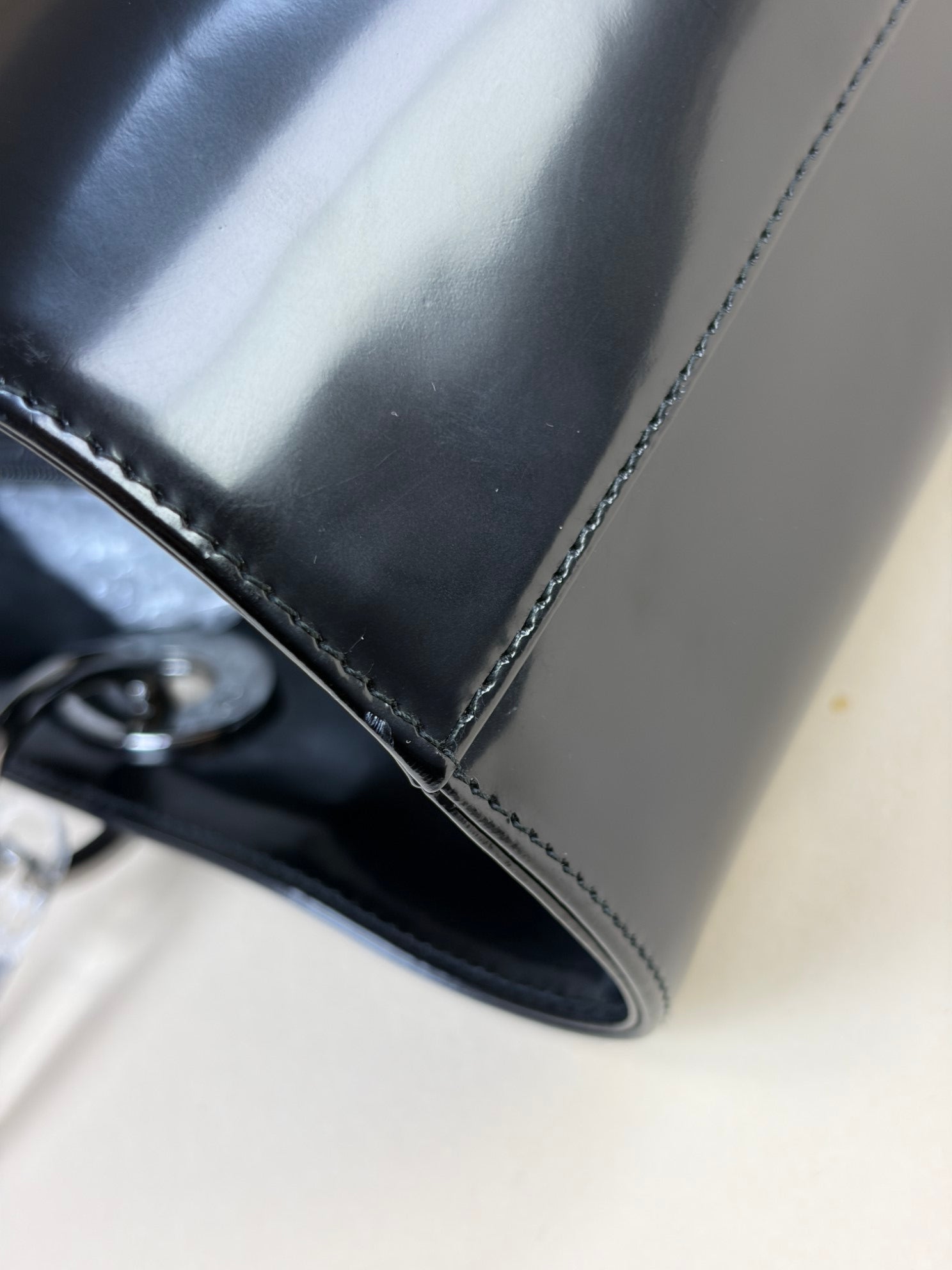 Christian Dior Black Vintage Lady Dior large Bag with Transparent Handle