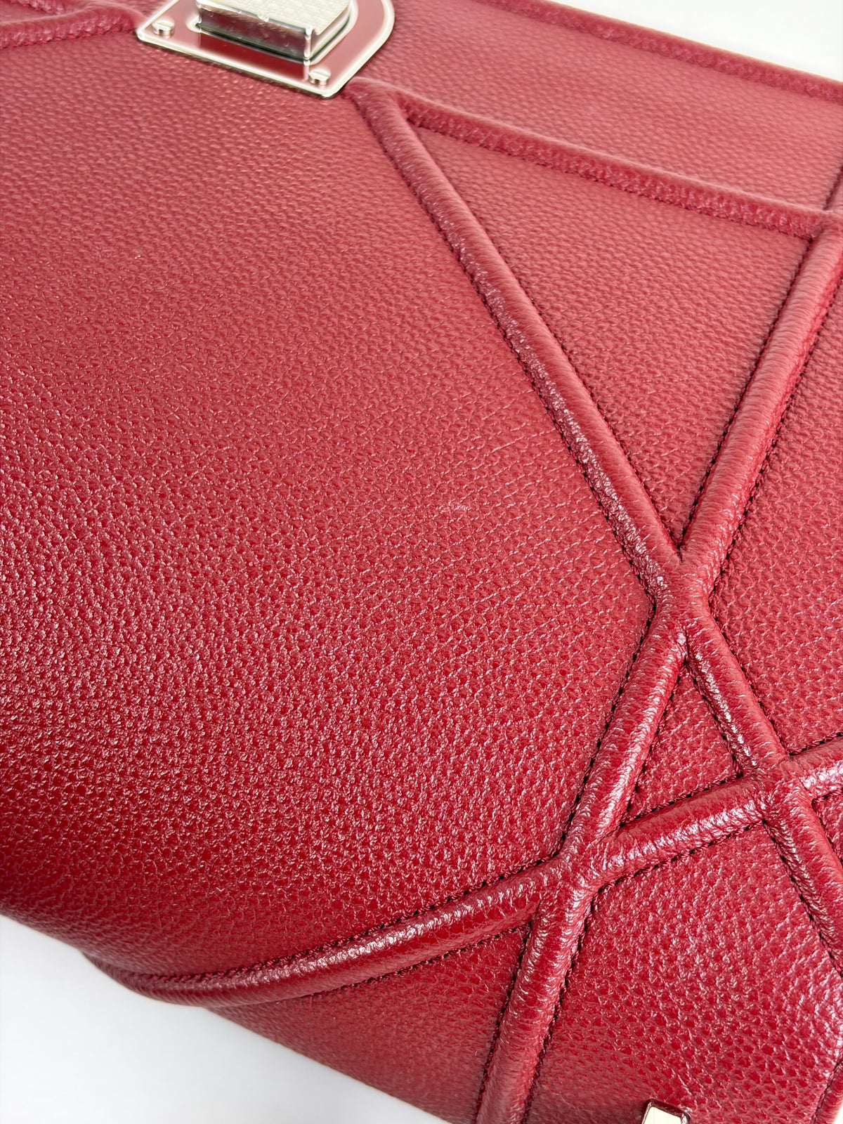 Christian Dior dark red grained Diorama large Flap Bag