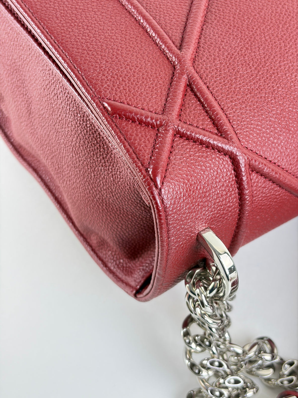 Christian Dior dark red grained Diorama large Flap Bag