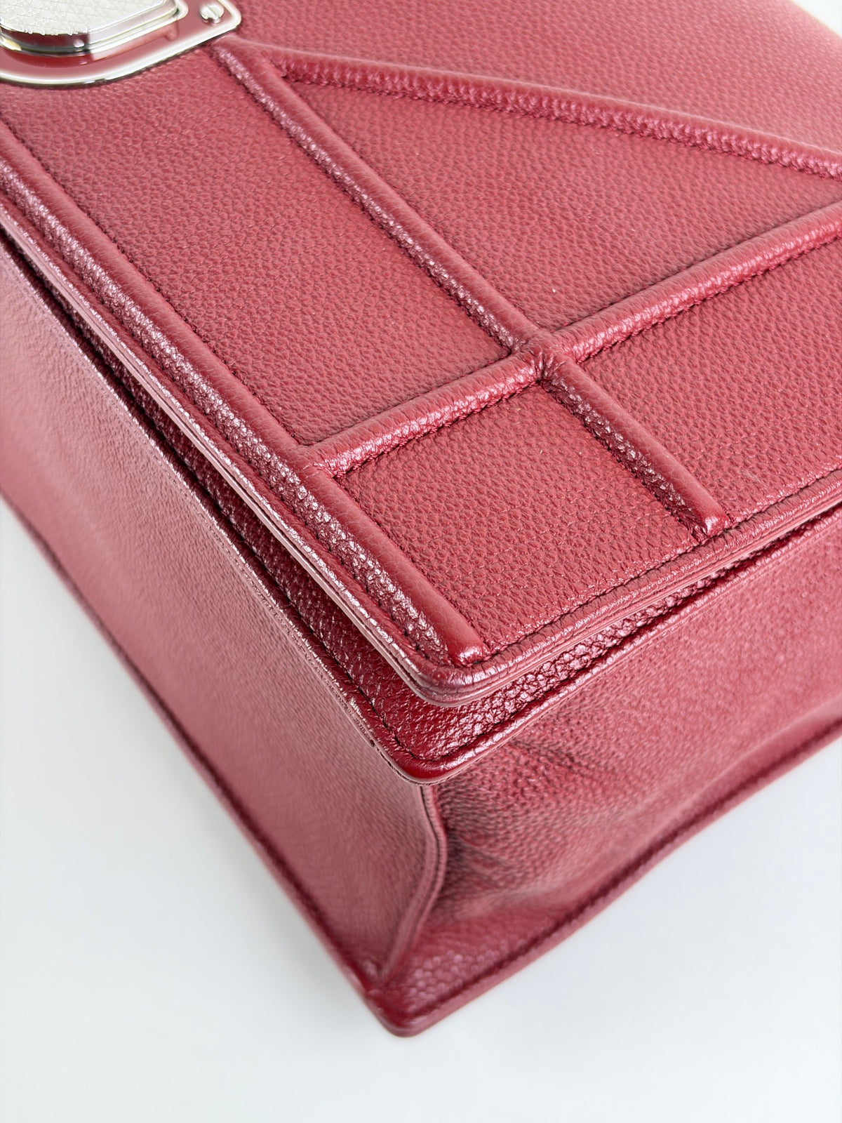Christian Dior dark red grained Diorama large Flap Bag