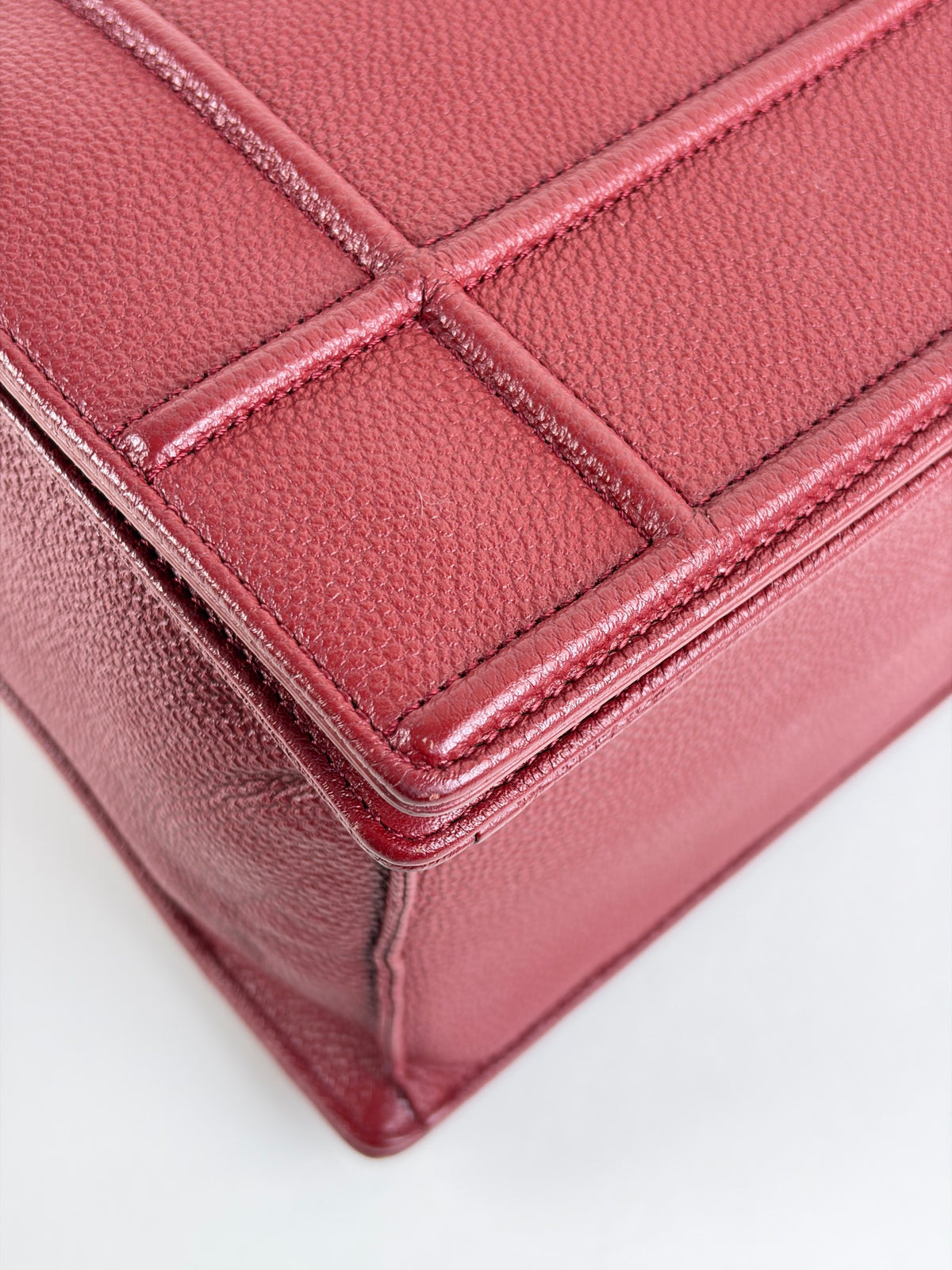Christian Dior dark red grained Diorama large Flap Bag