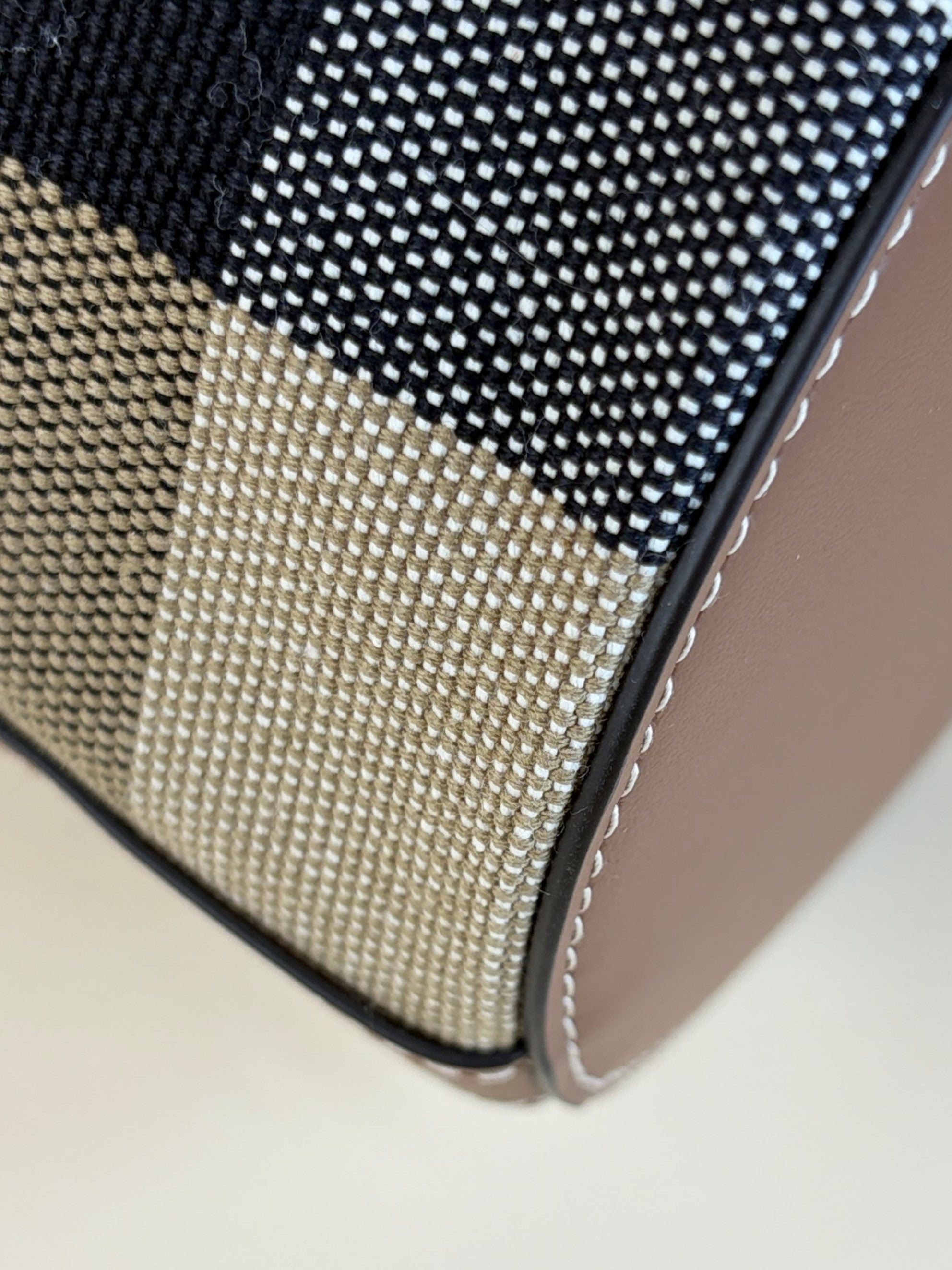 Burberry Taupe Brown and Giant Check Canvas Small Bucket Bag