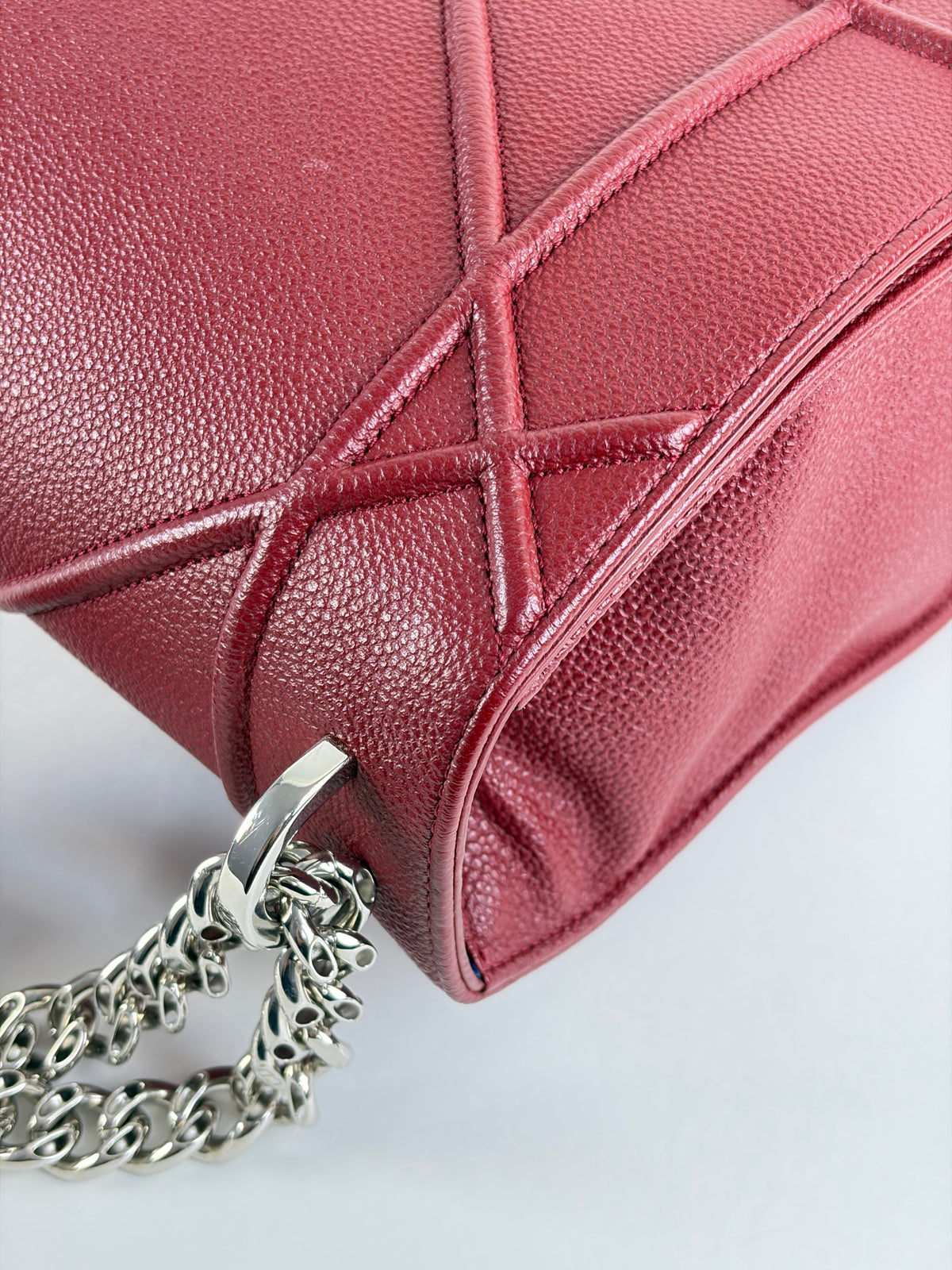 Christian Dior dark red grained Diorama large Flap Bag