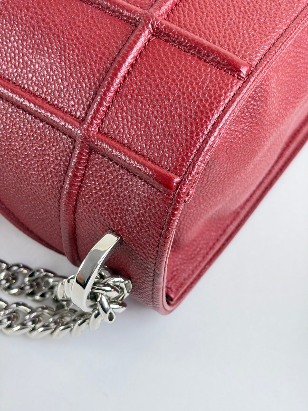 Christian Dior dark red grained Diorama large Flap Bag