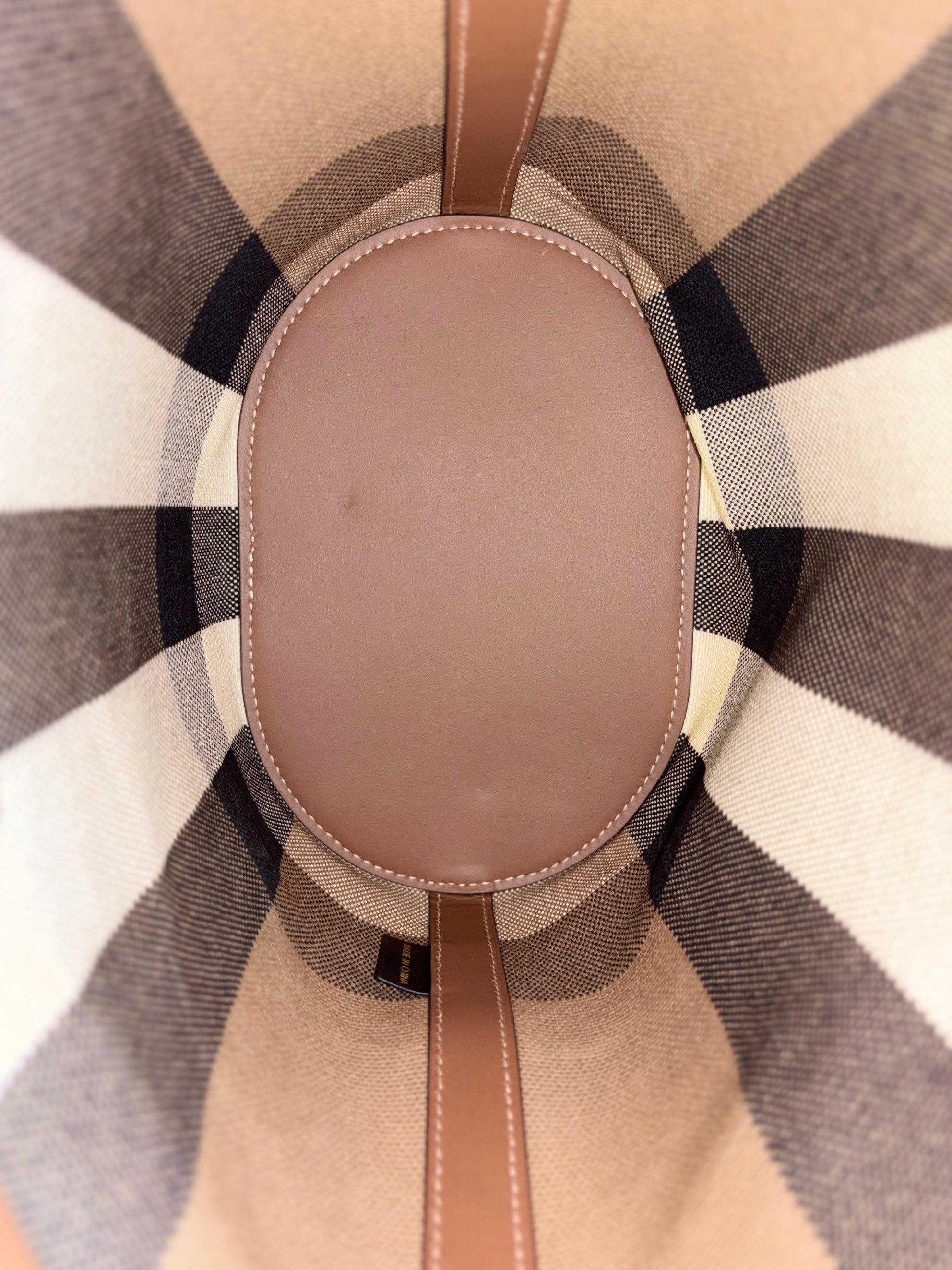 Burberry Taupe Brown and Giant Check Canvas Small Bucket Bag