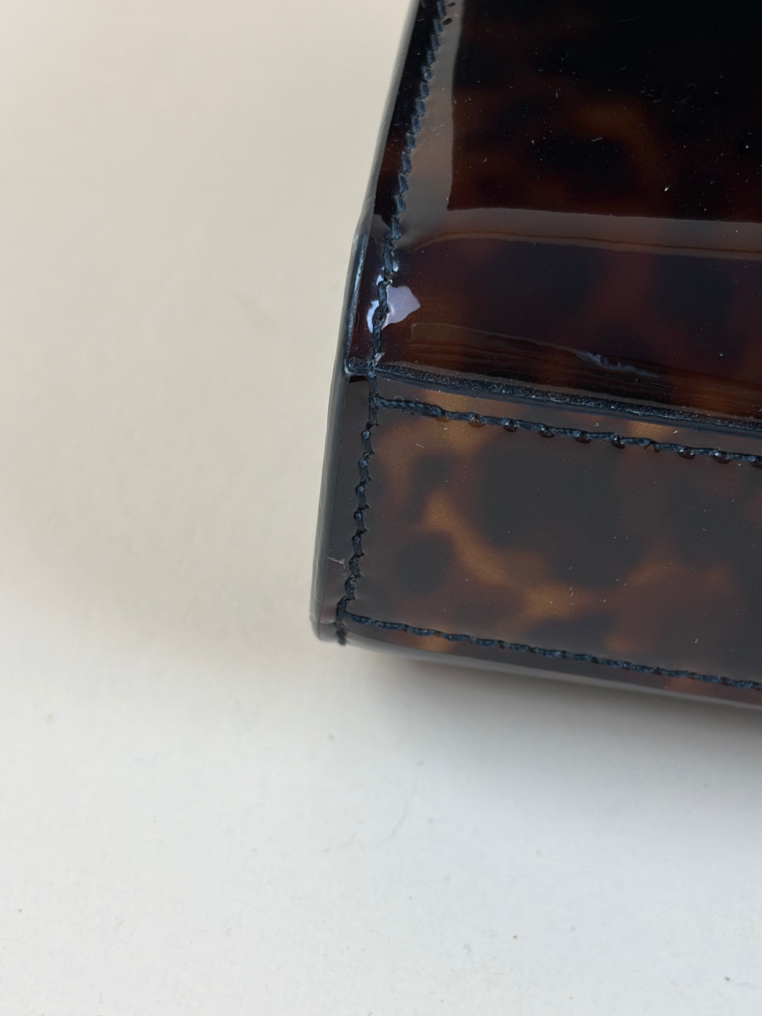 YSL tortise shell small kat patent monogram with chains