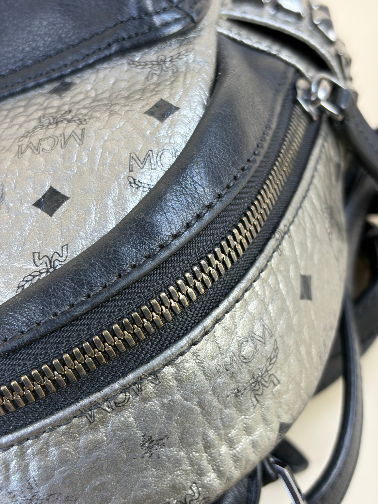 MCM Bicolor Bebe-Boo SIDE Side Studs X-Mini Monogram Backpack