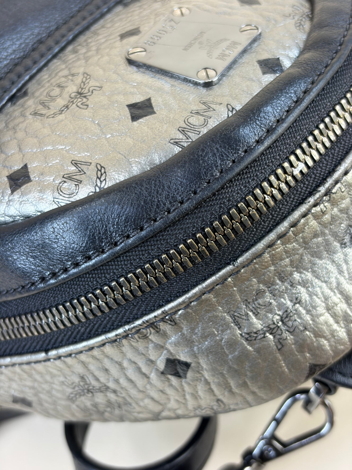 MCM Bicolor Bebe-Boo SIDE Side Studs X-Mini Monogram Backpack